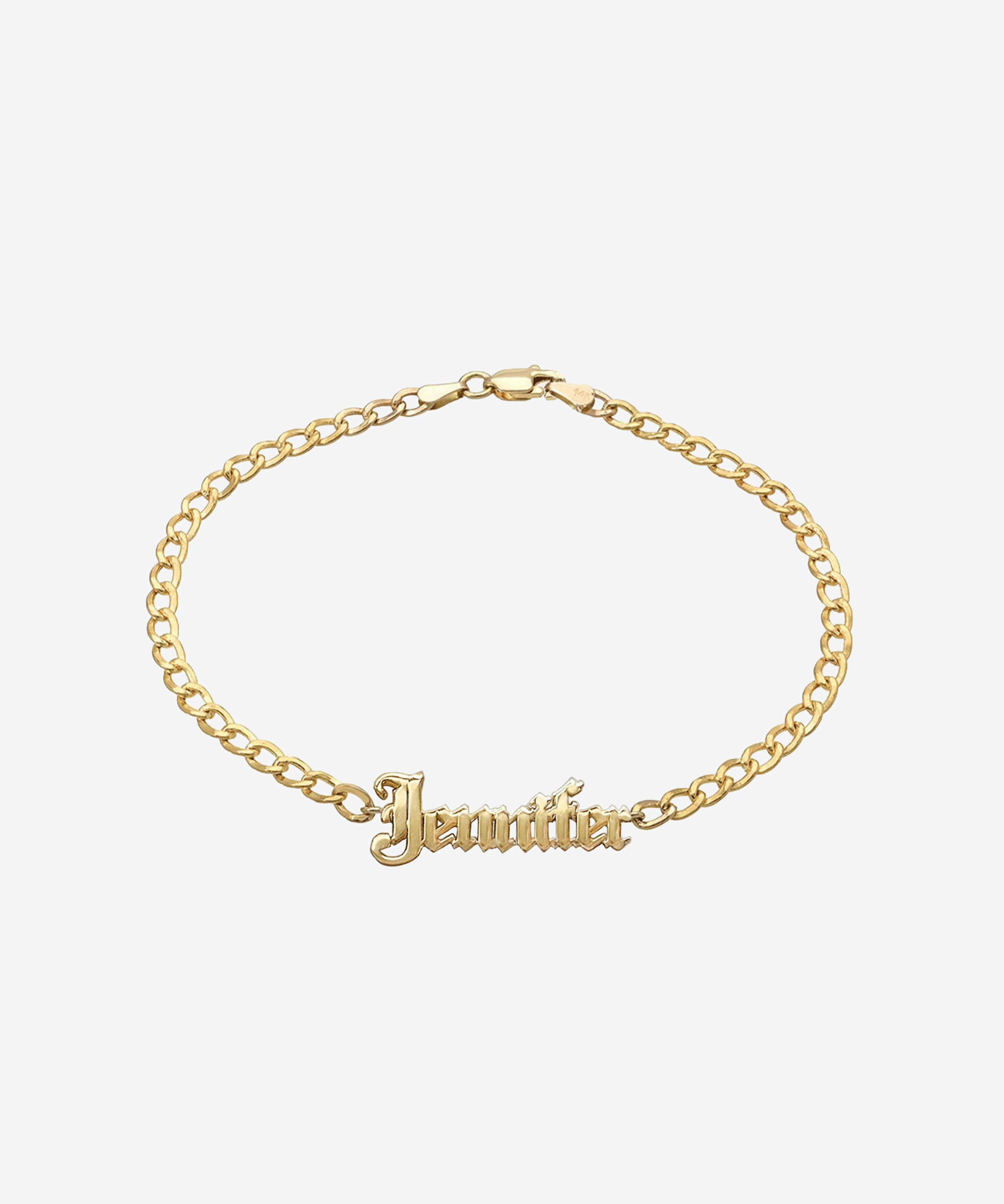 14k Gold Cuban Link Name Bracelet Personalized Zoe Lev Jewelry