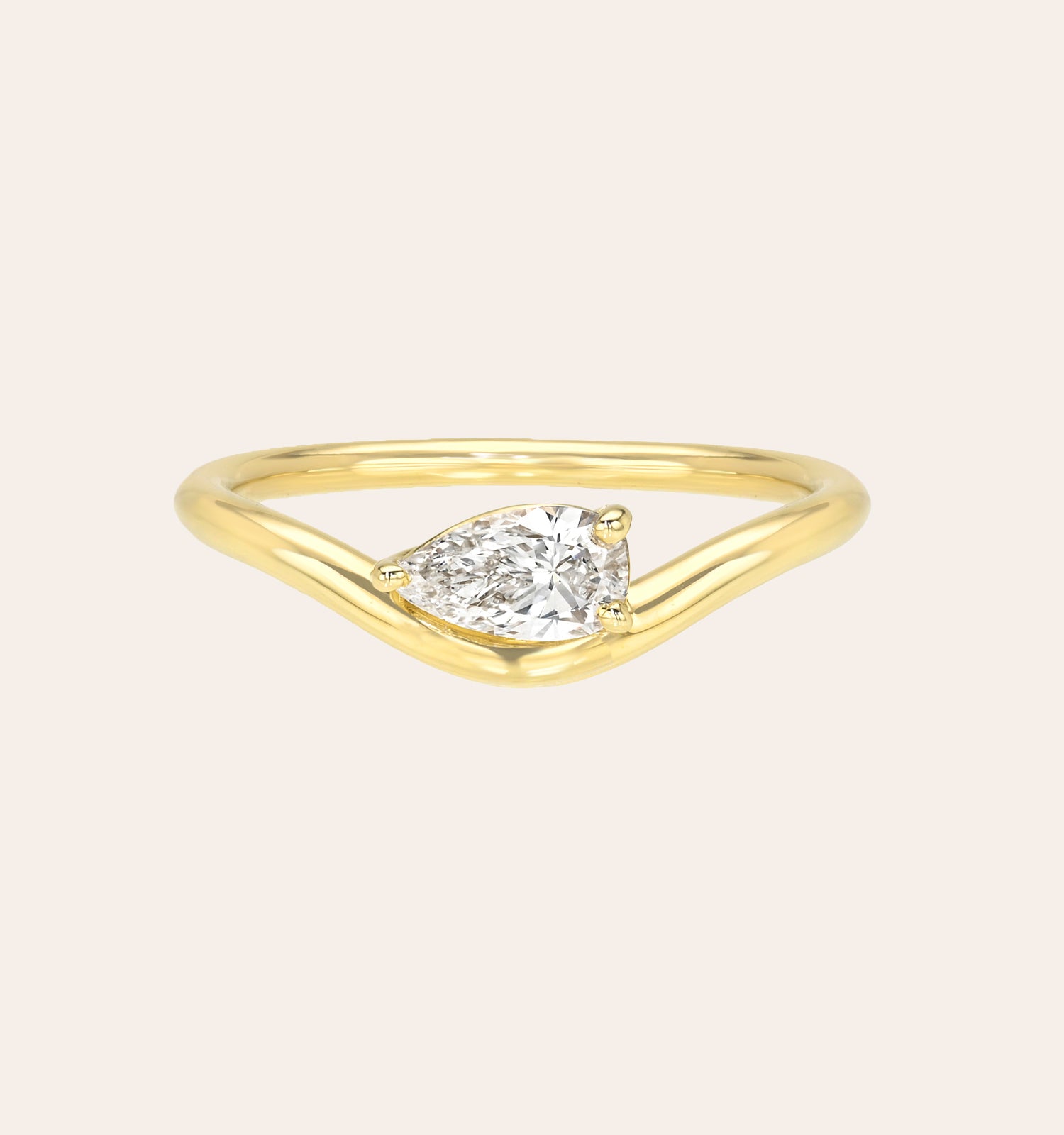 Curved 3 Prong Pear Floating Lab Diamond Band Zoe Lev Jewelry