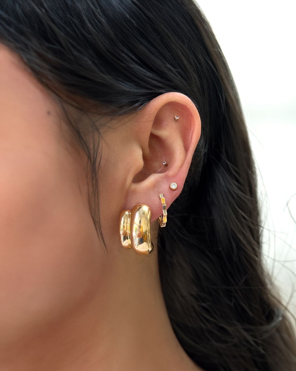 14K Gold Double Arch Studs