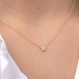 Diamond Set Flower Necklace - 16"-18" SAMPLE SALE Zoe Lev Jewelry