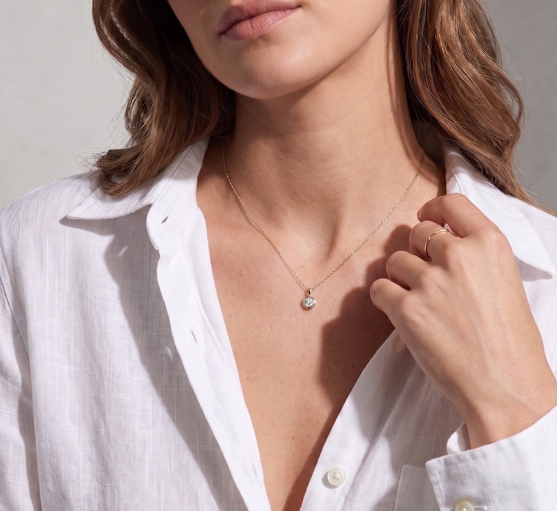 Large Bezel Diamond Pendant Zoe Lev Jewelry