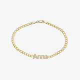 Diamond Cuban Link Name Bracelet Personalized Zoe Lev Jewelry