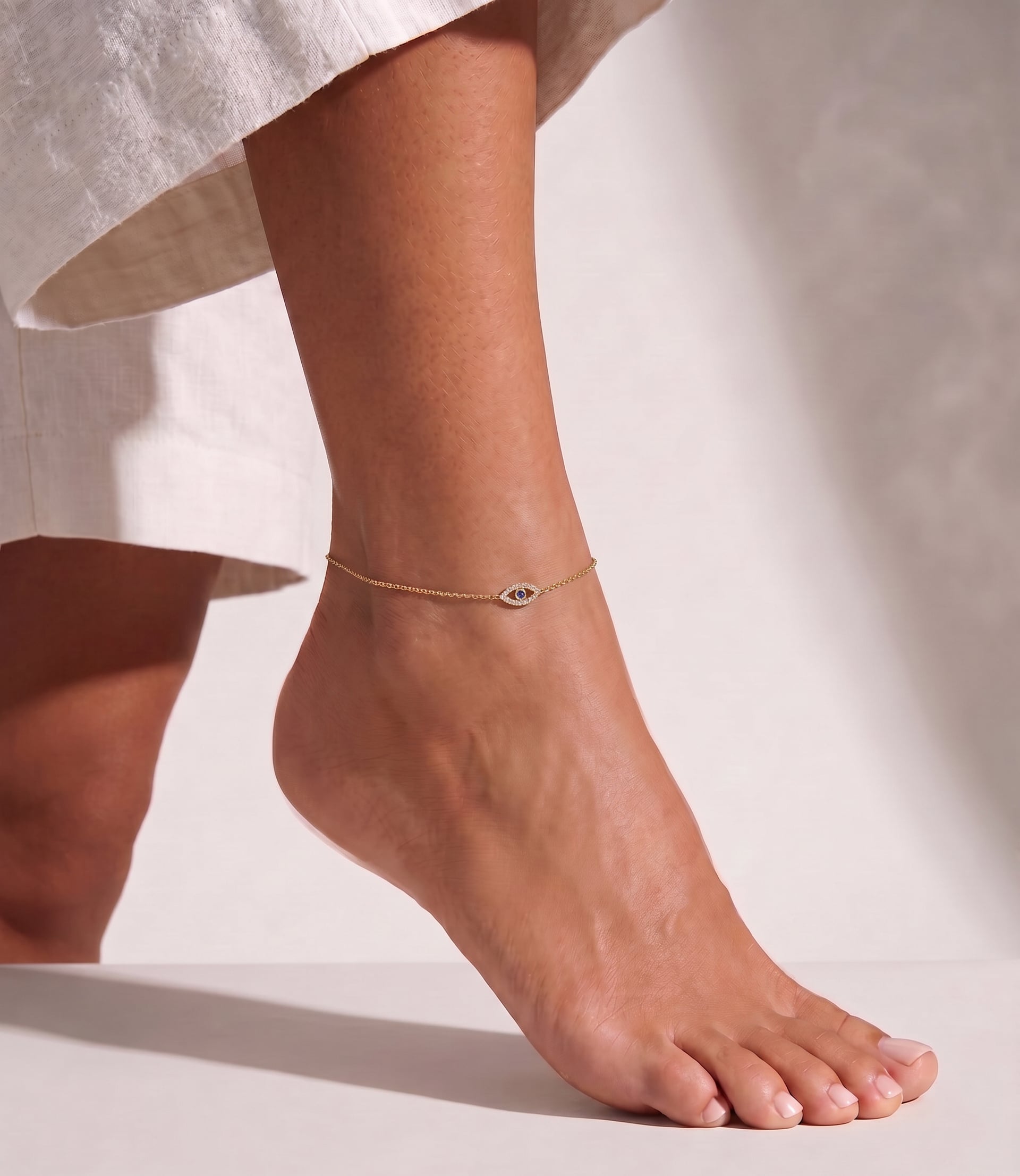 Tiny Diamond Evil Eye Anklet Zoe Lev Jewelry