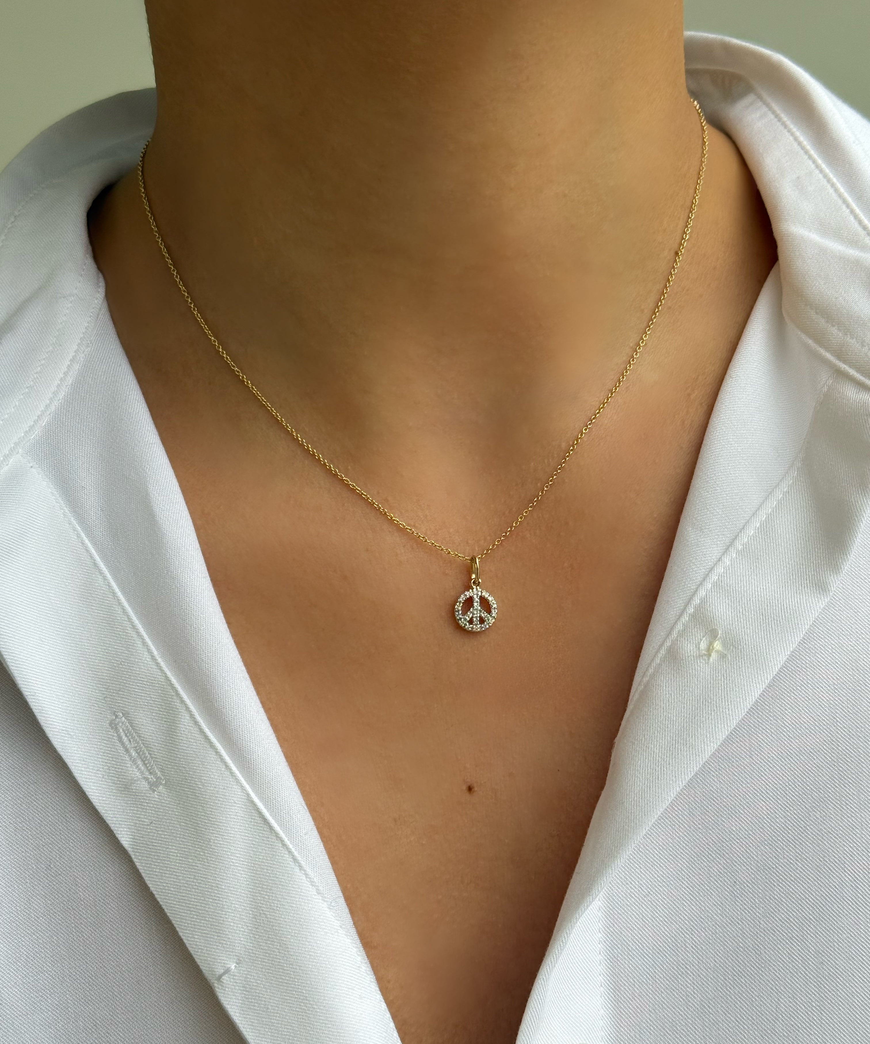 Diamond Peace Pendant Zoe Lev Jewelry