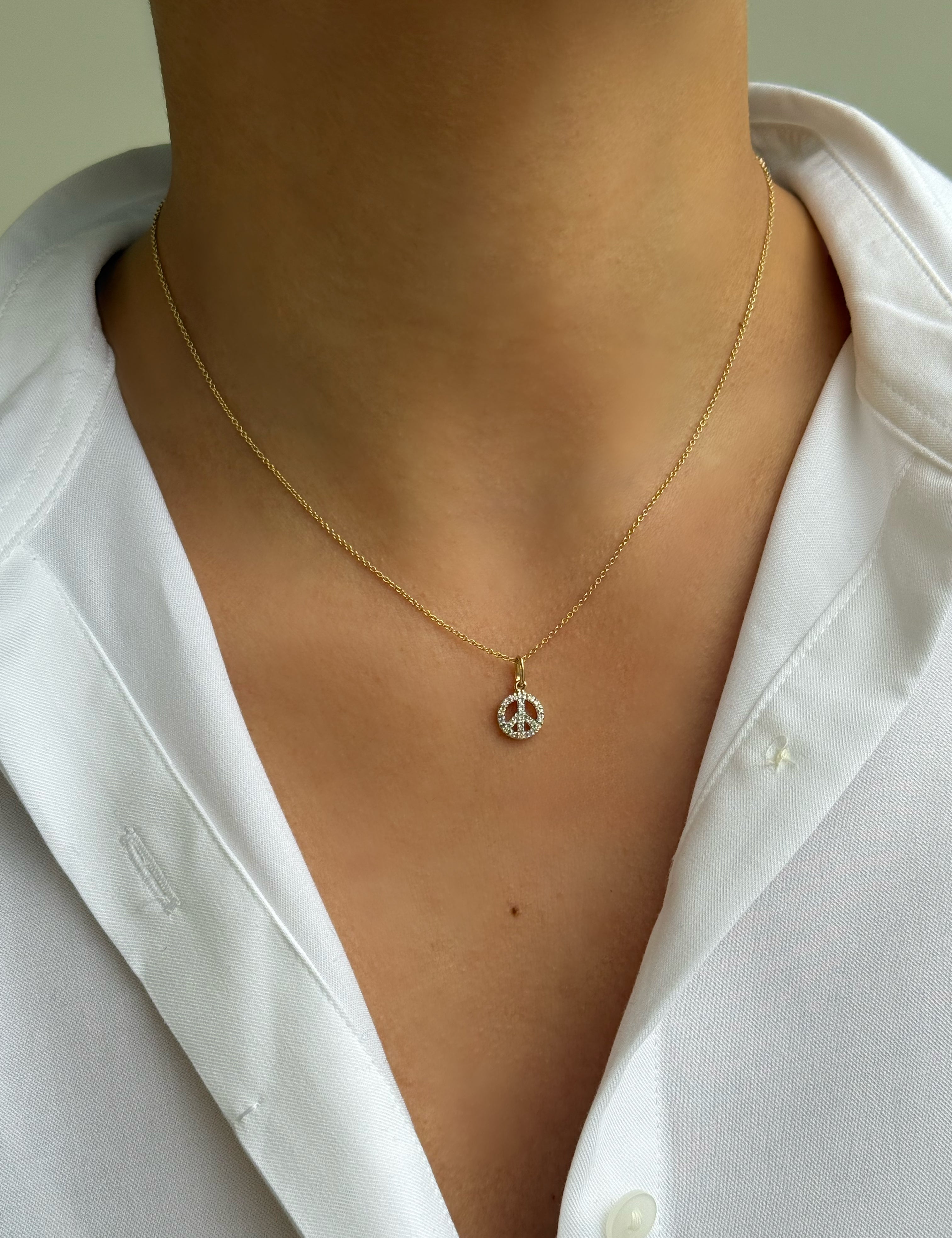 Diamond Peace Pendant Zoe Lev Jewelry