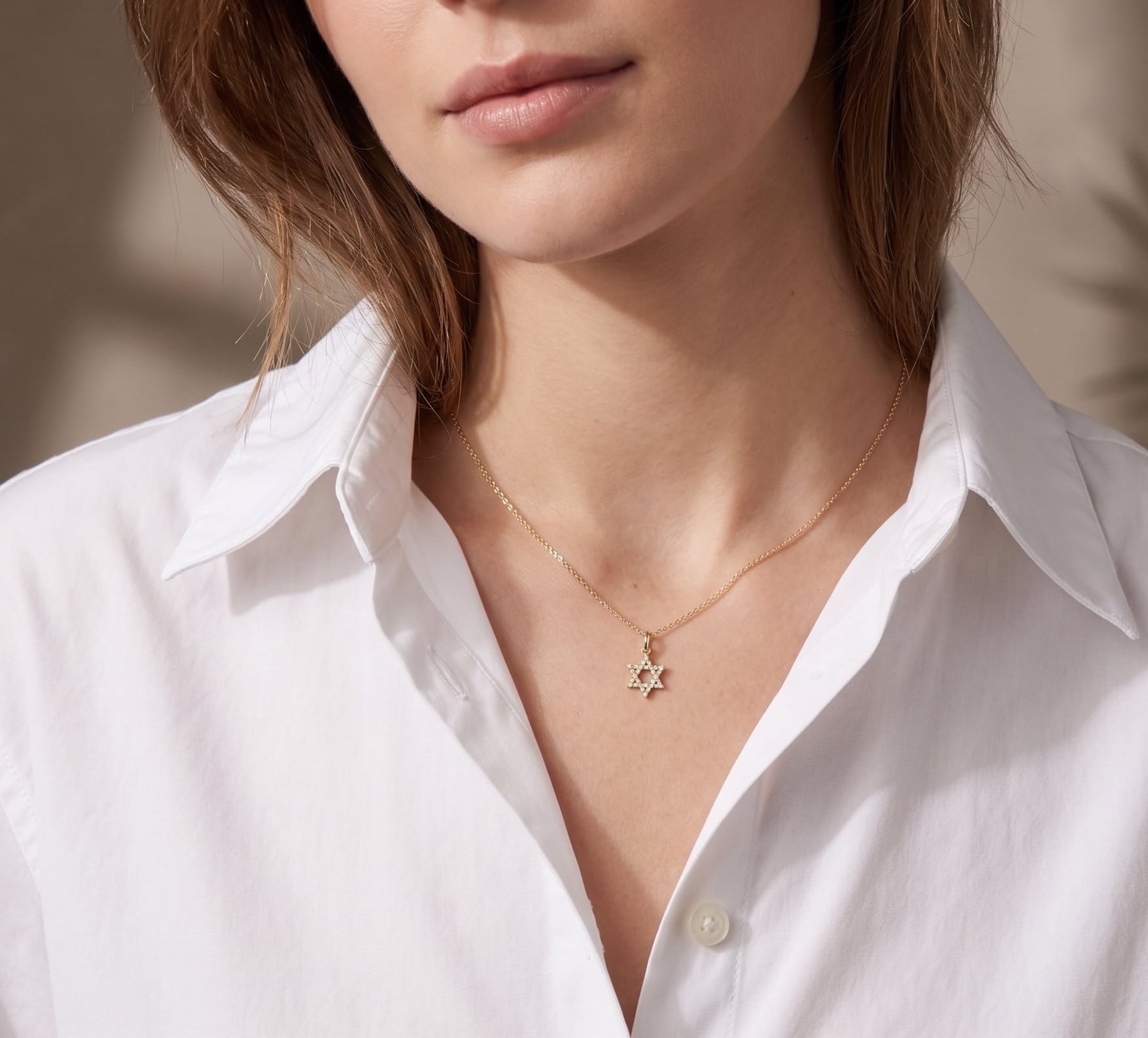 Diamond Open Star of David Pendant Zoe Lev Jewelry