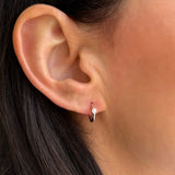 14k White Gold Diamond Bezel Hoop Earrings - Pair SAMPLE SALE Zoe Lev Jewelry