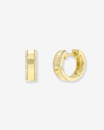 Diamond Thick Huggie Earrings Hoops & Huggies Zoe Lev Jewelry