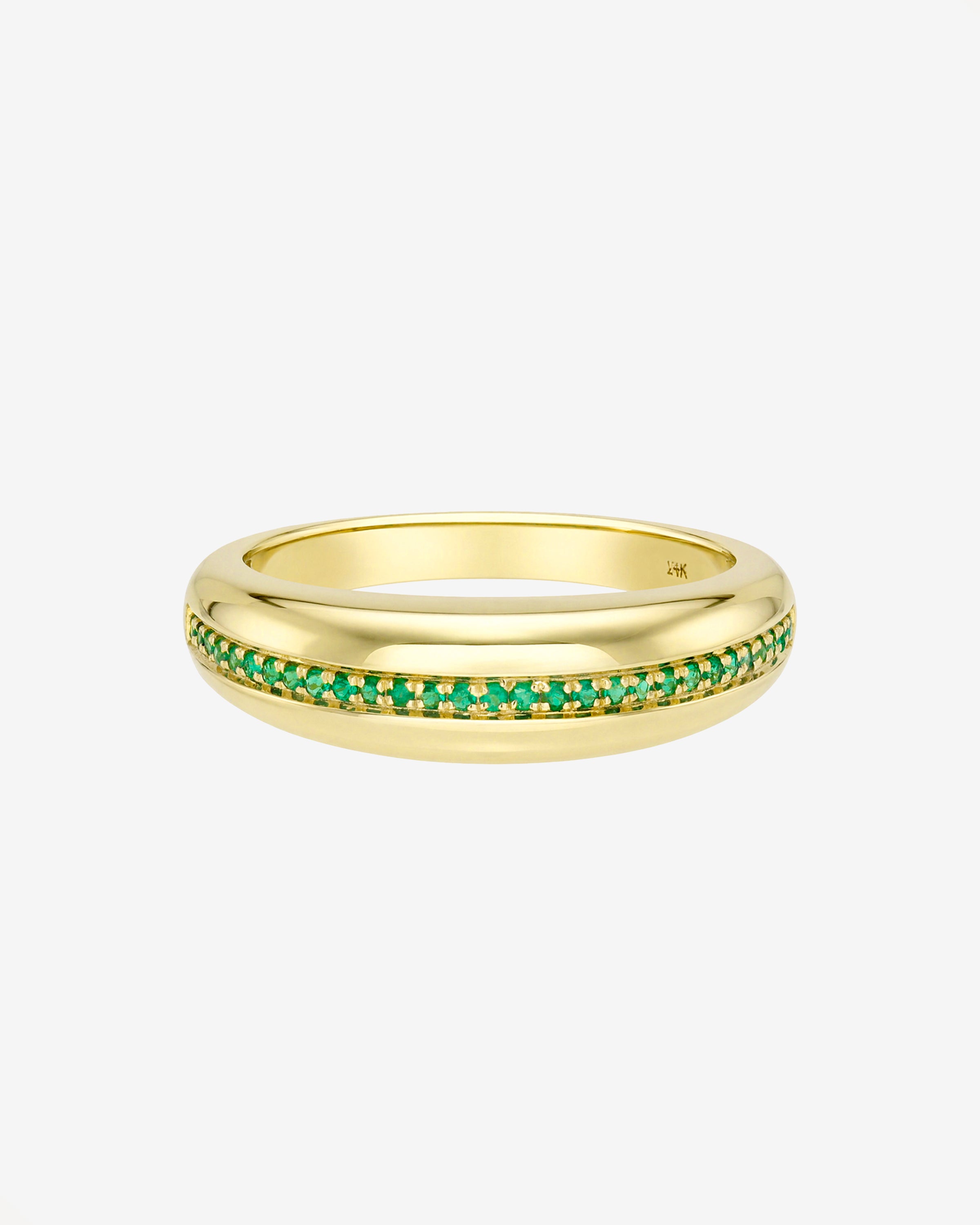 14k Gold Dome Single Pave Birthstone Row Ring Personalized Zoe Lev Jewelry