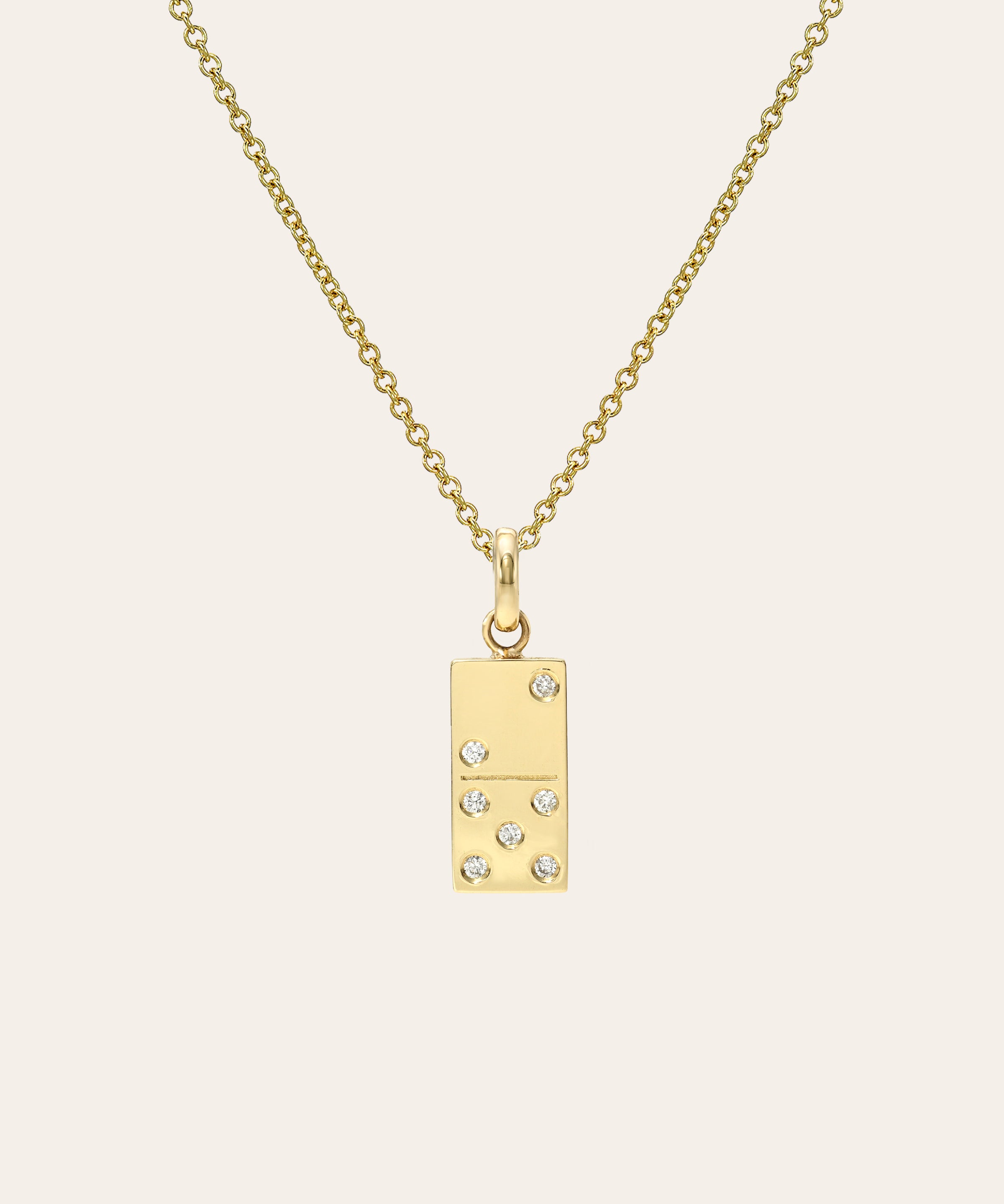 14K Gold Diamond Domino Necklace Personalized Zoe Lev Jewelry