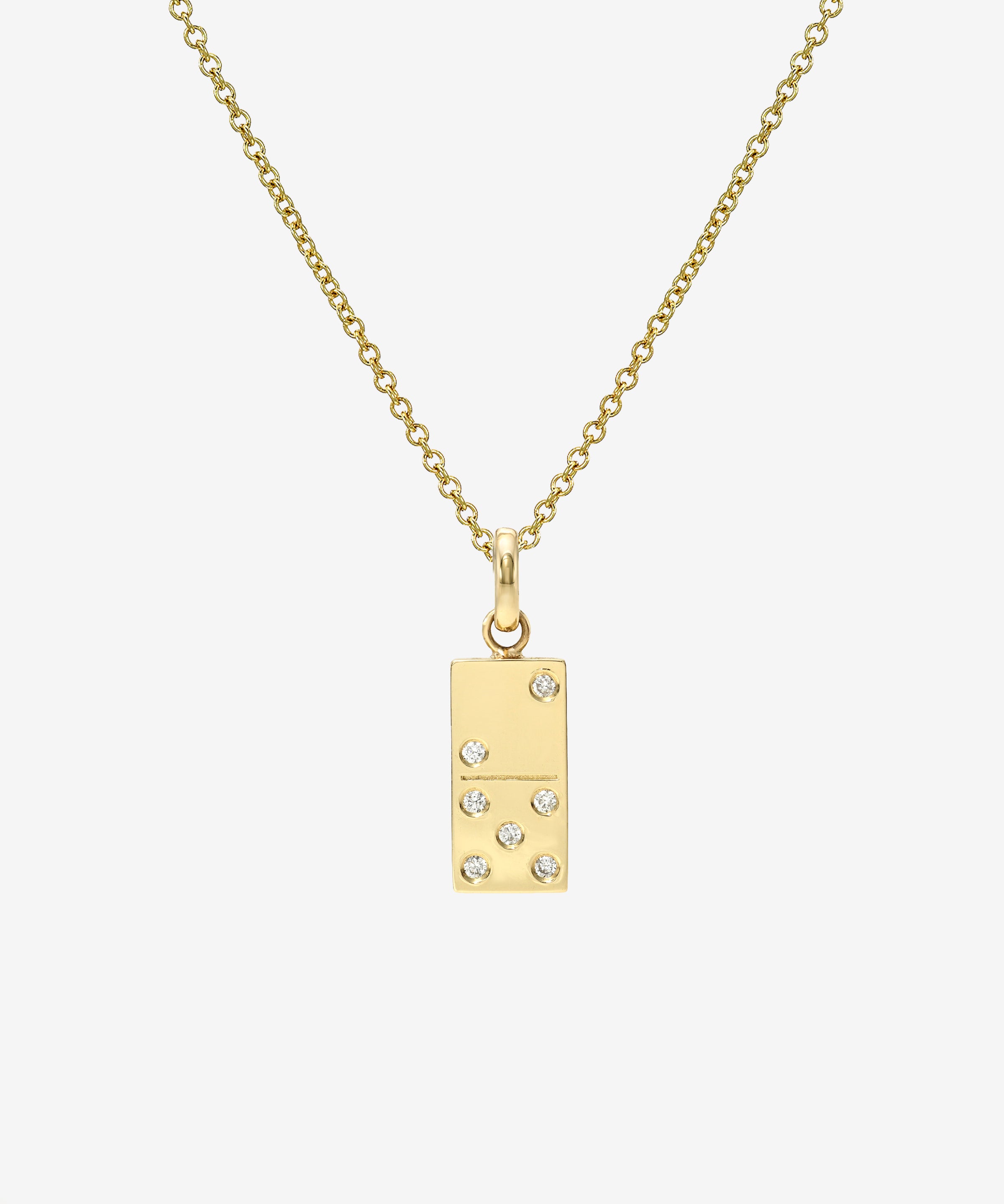 14K Gold Diamond Domino Necklace Personalized Zoe Lev Jewelry