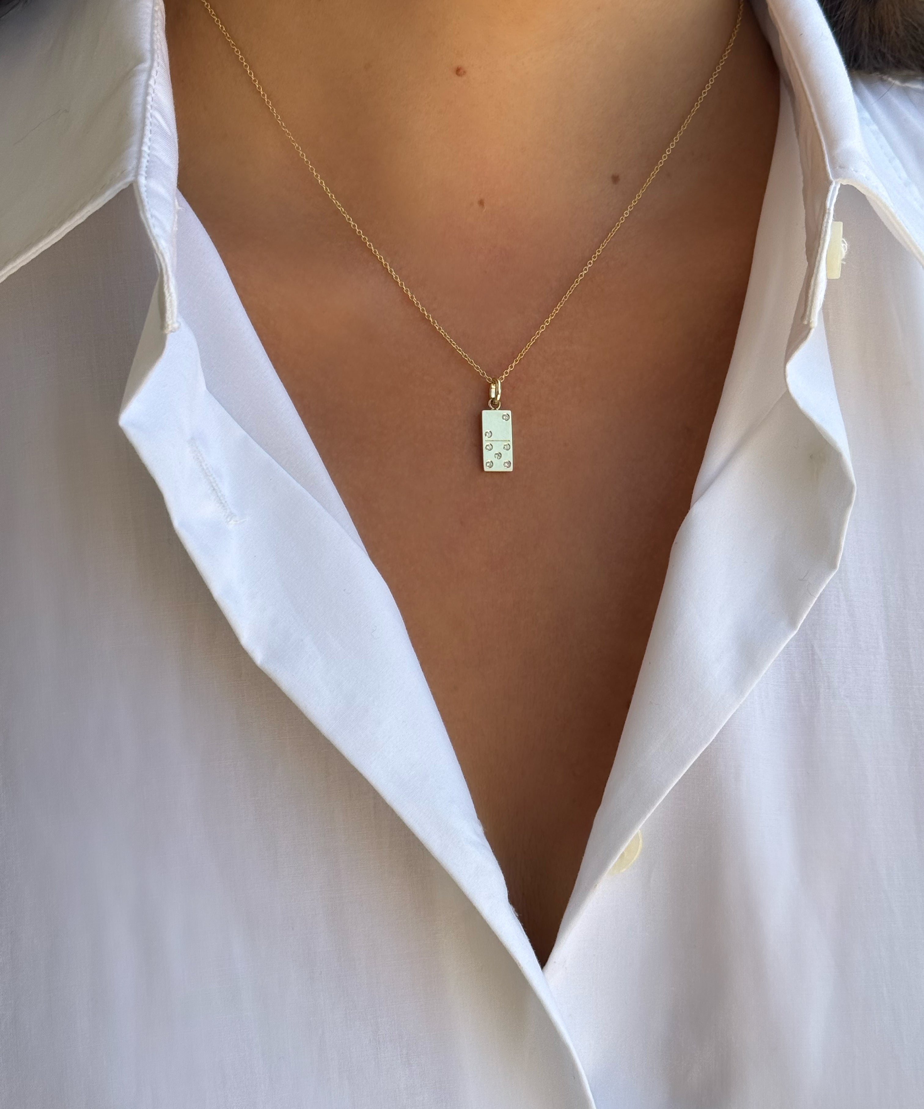 14K Gold Diamond Domino Necklace Personalized Zoe Lev Jewelry