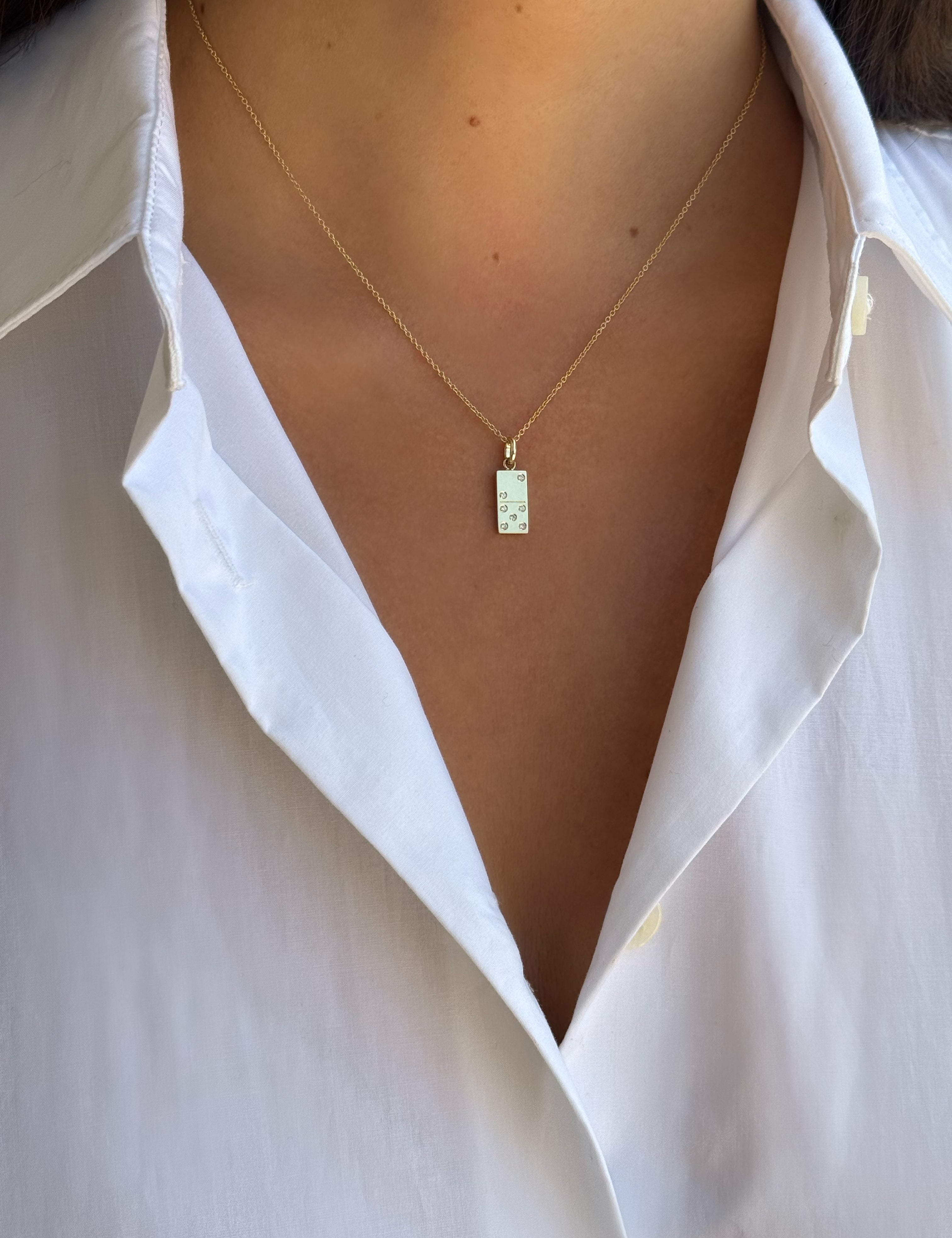 14K Gold Diamond Domino Pendant Personalized Zoe Lev Jewelry
