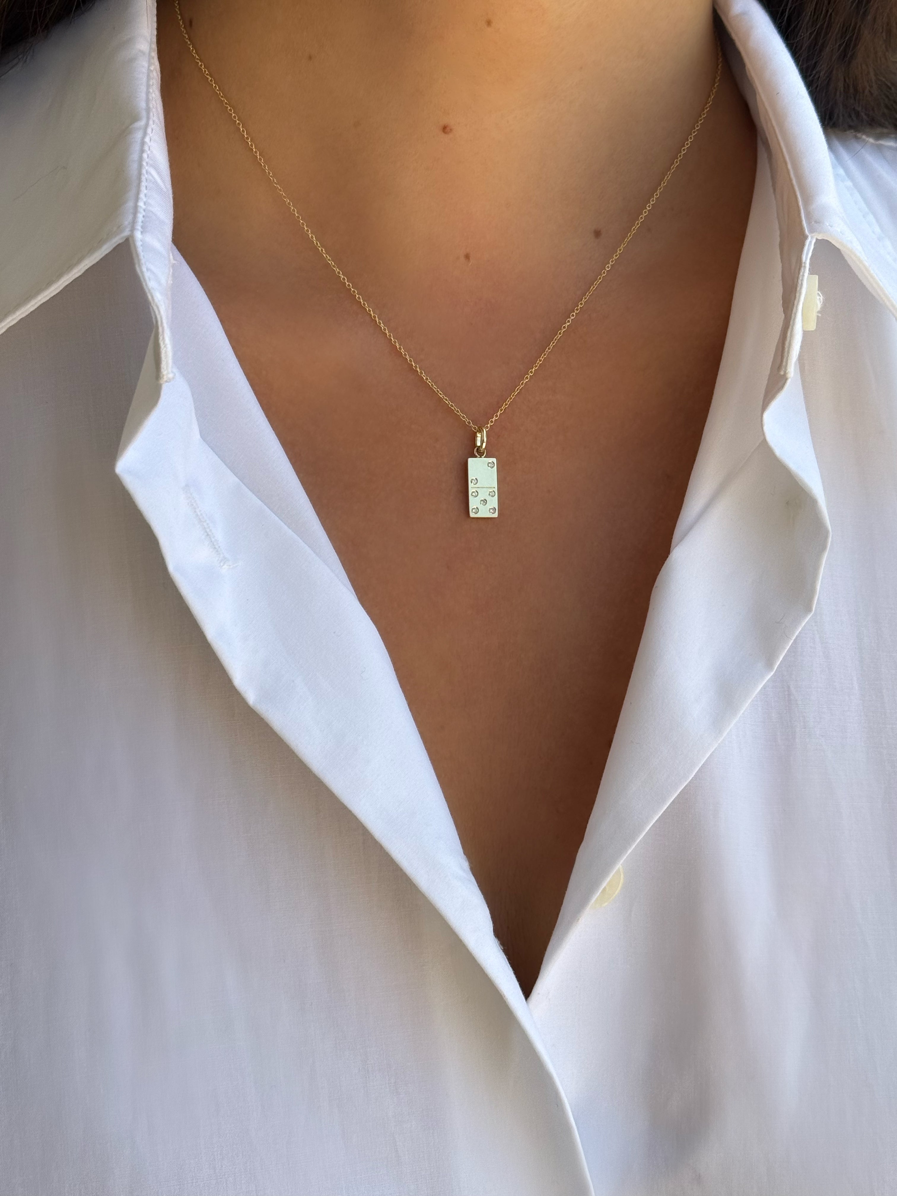 14K Gold Diamond Domino Pendant Personalized Zoe Lev Jewelry