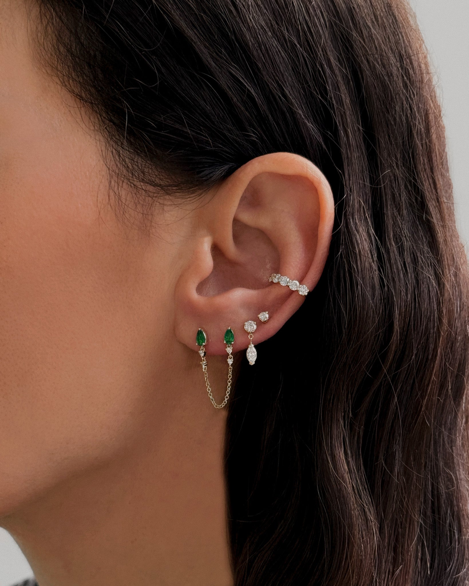 Lab Diamond Shared Prong Ear Cuff