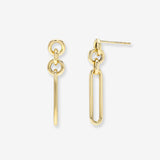 14k Gold Elongated Paper Clip Stud Earrings Zoe Lev Jewelry