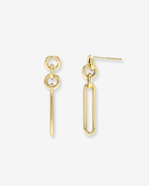 14k Gold Elongated Paper Clip Stud Earrings Zoe Lev Jewelry