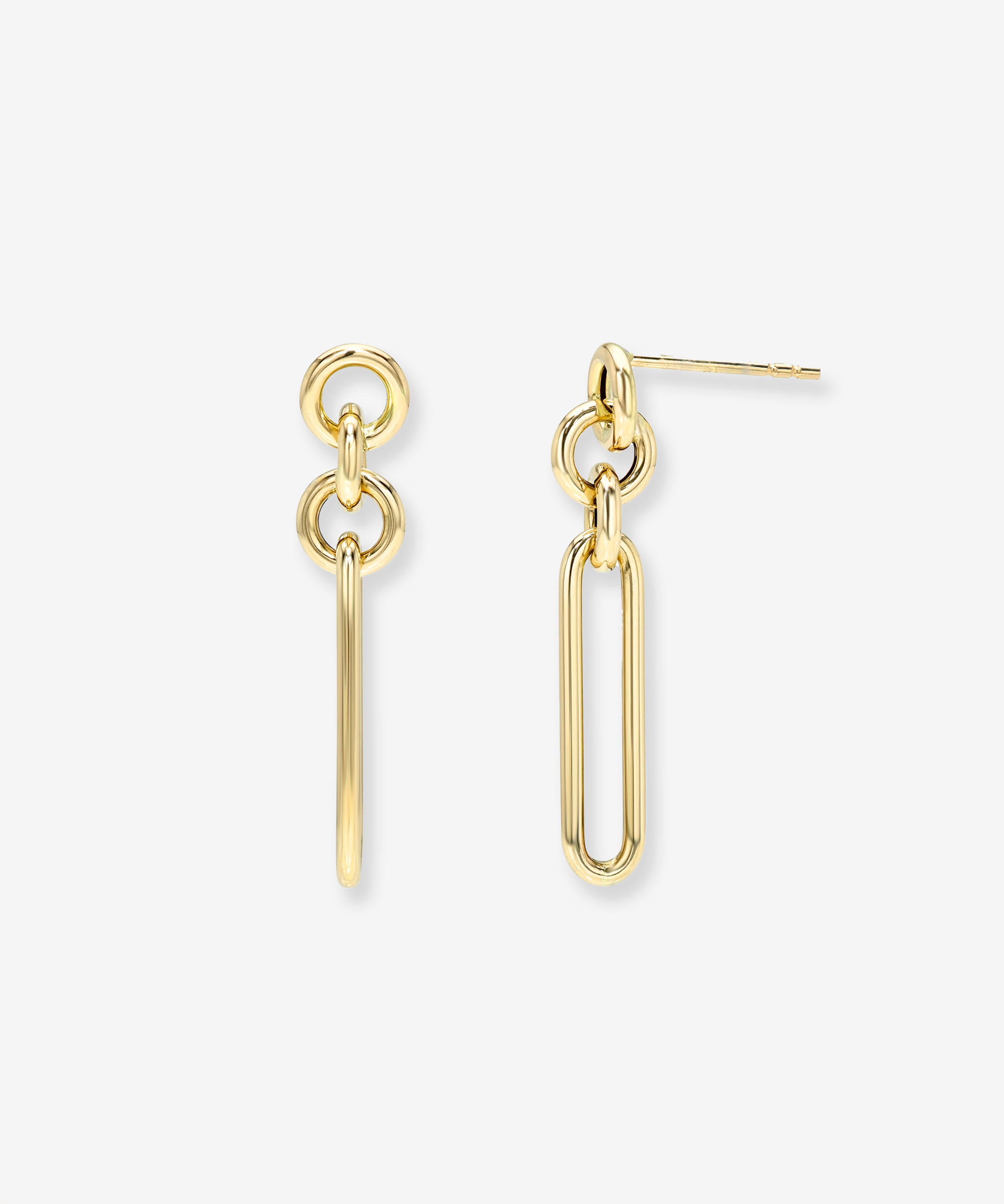 14k Gold Elongated Paper Clip Stud Earrings Zoe Lev Jewelry
