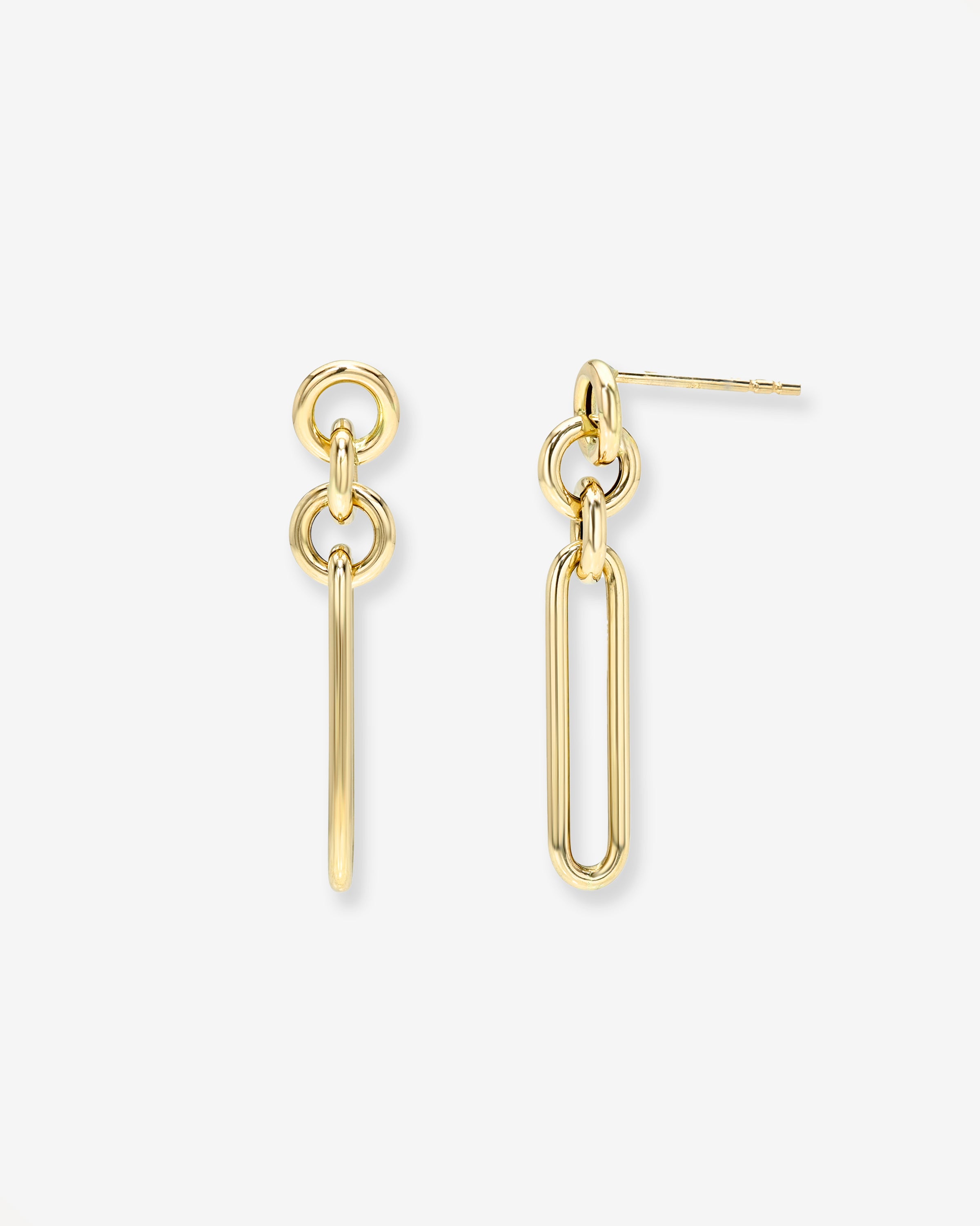 14k Gold Elongated Paper Clip Stud Earrings Zoe Lev Jewelry