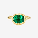 14k Gold Oval Lab Emerald Prong Ring
