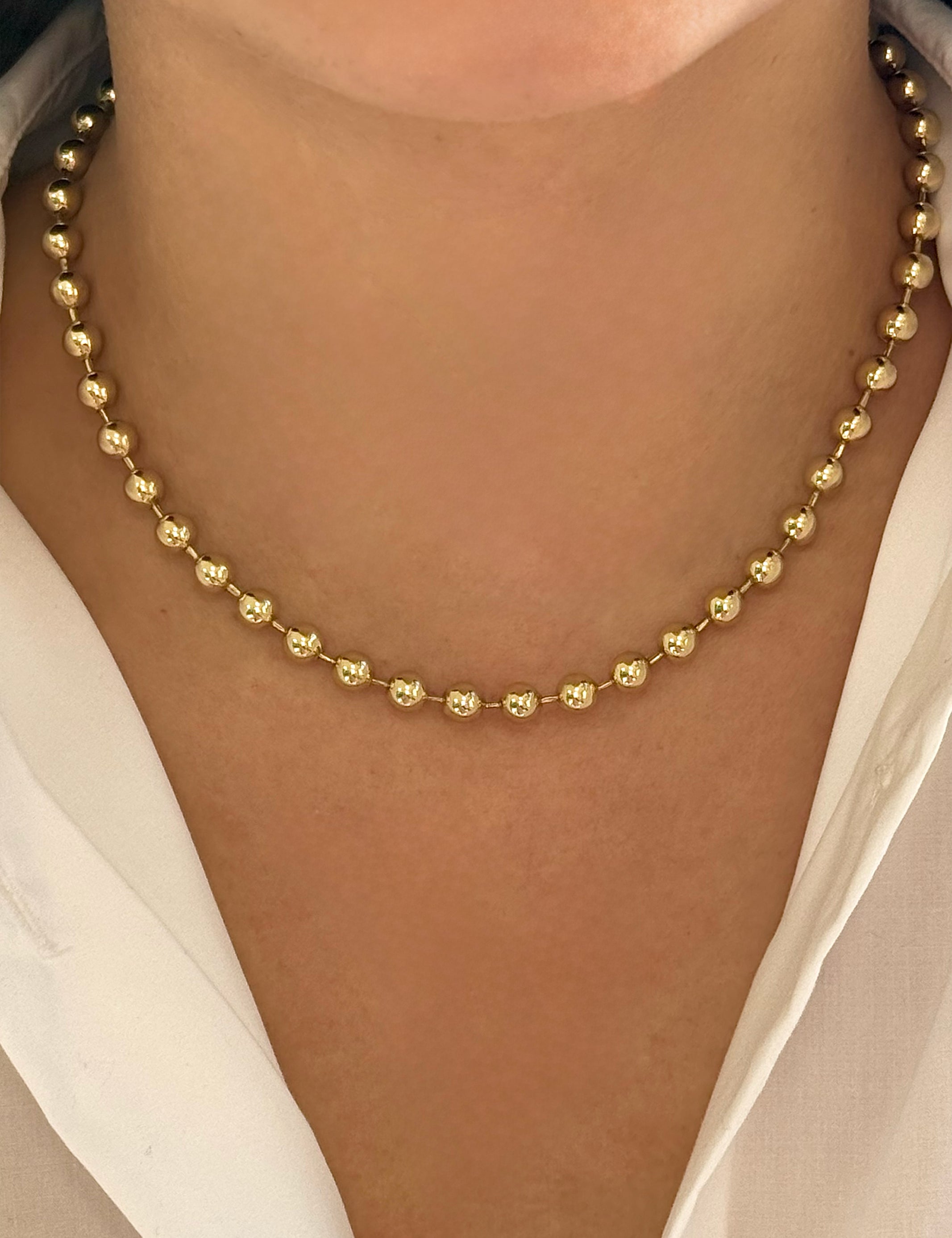 14K Gold Heavyweight Ball Chain Chains Zoe Lev Jewelry