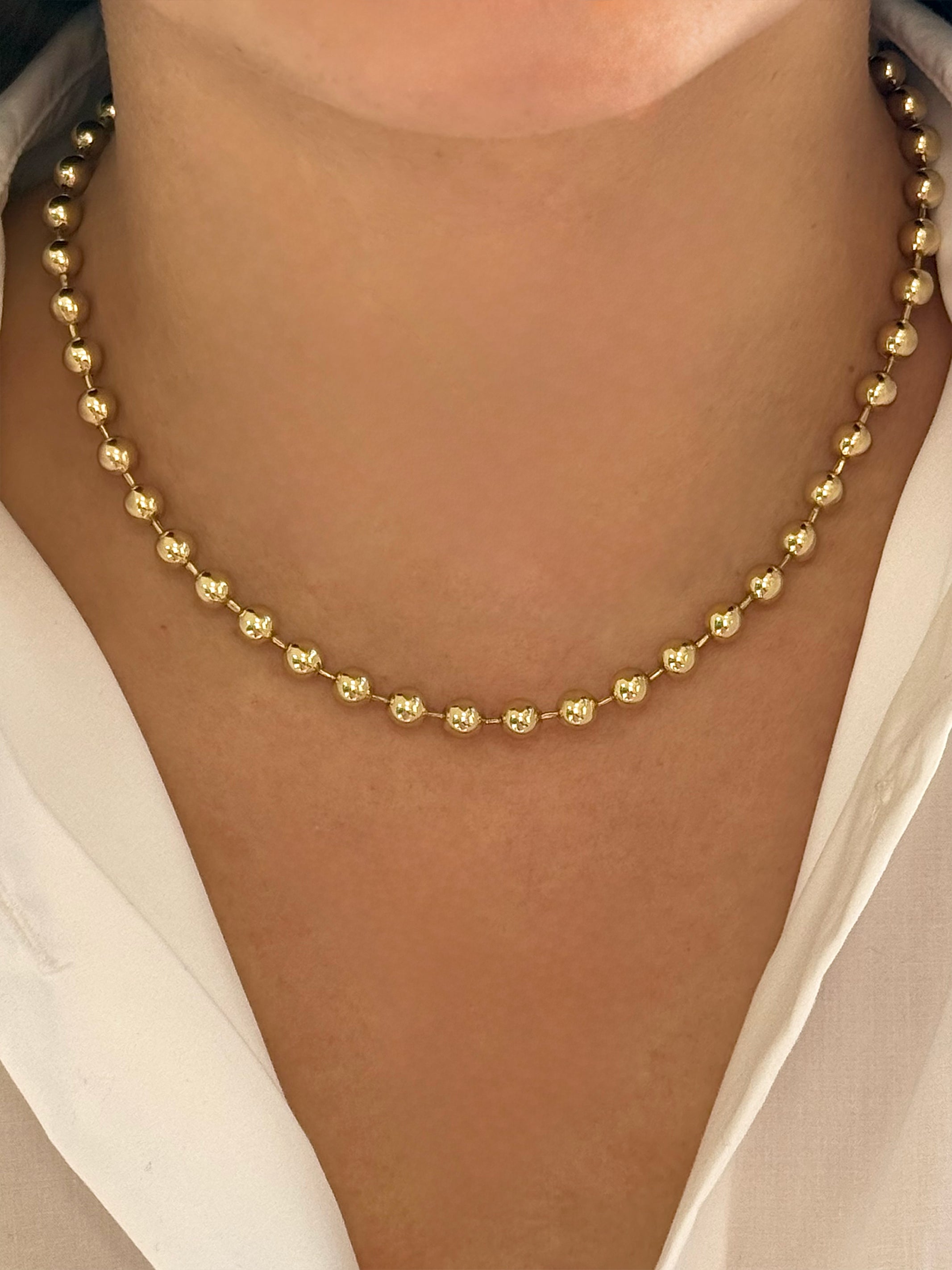 14K Gold Heavyweight Ball Chain Chains Zoe Lev Jewelry
