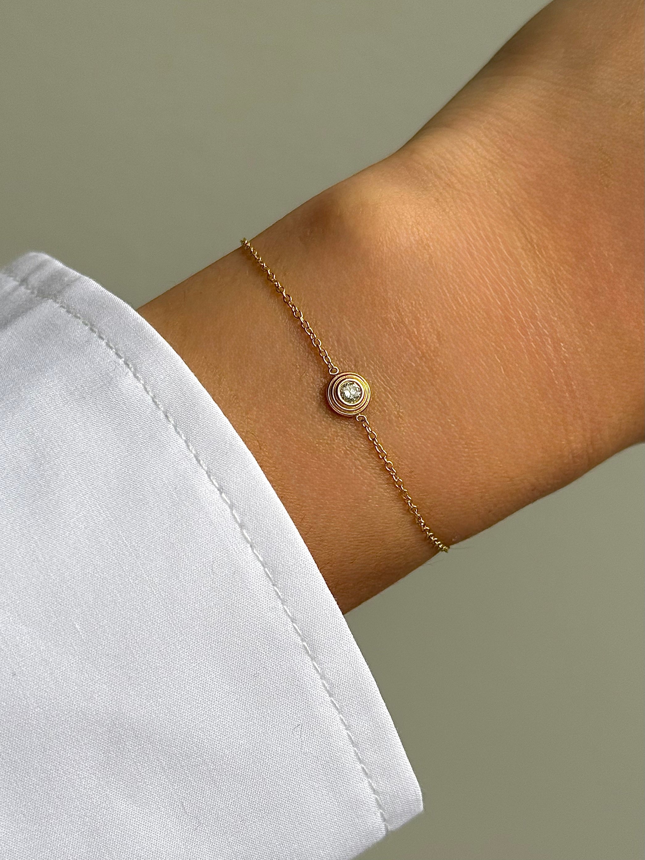 14k Gold Triple Birthstone Bezel Bracelet Personalized Zoe Lev Jewelry