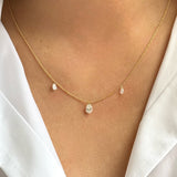 14k Gold Lab Diamond Pear Floating Necklace