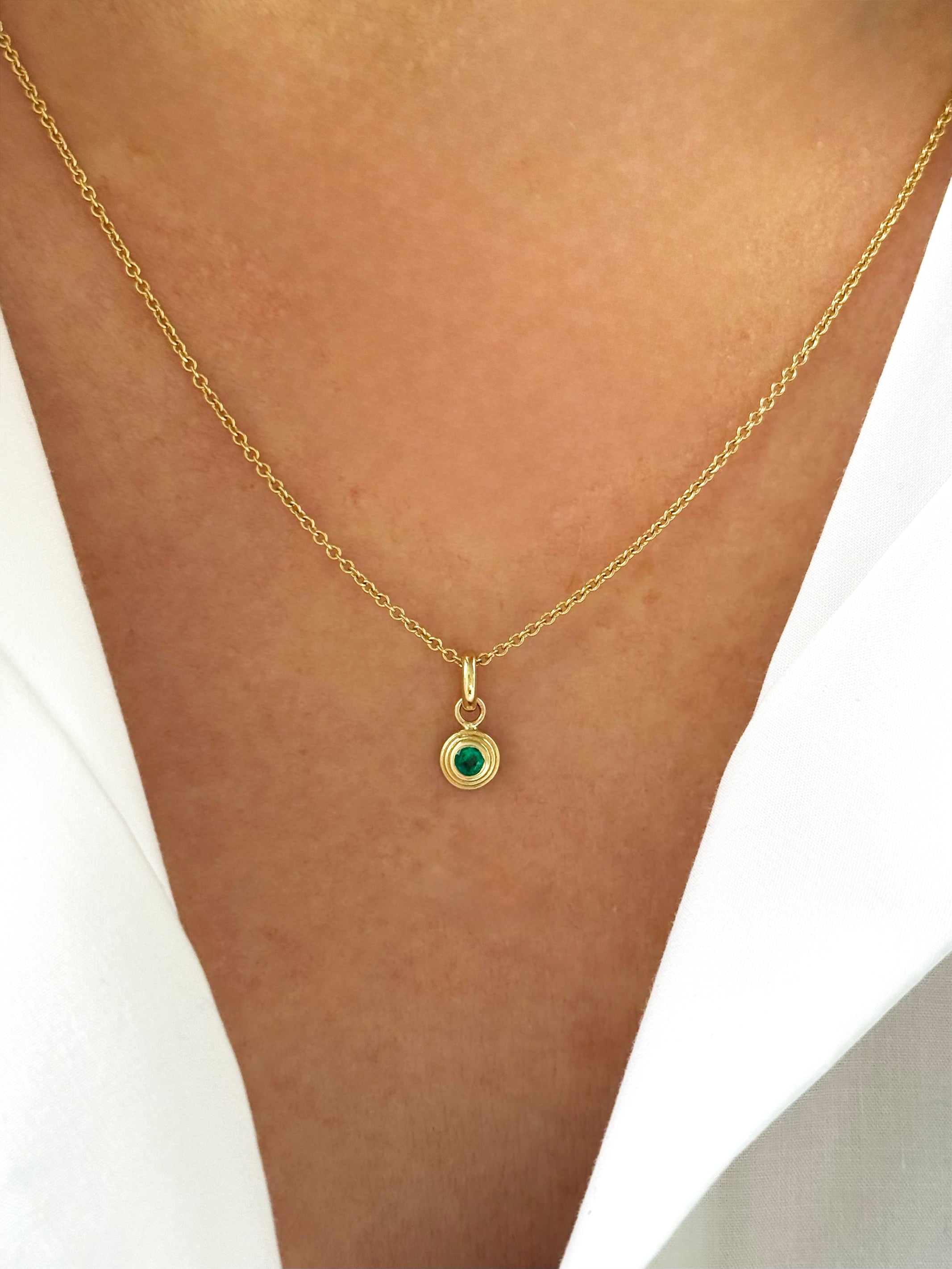 14k Gold Triple Birthstone Bezel Pendant Necklace
