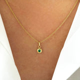 14k Gold Triple Birthstone Bezel Pendant Necklace