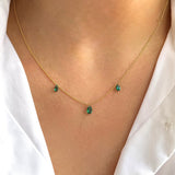 14k Gold Lab Emerald Pear Floating Necklace