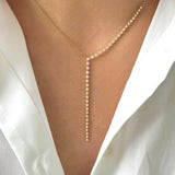 14k 4 Prong Half Diamond Tennis Lariat Tennis Zoe Lev Jewelry