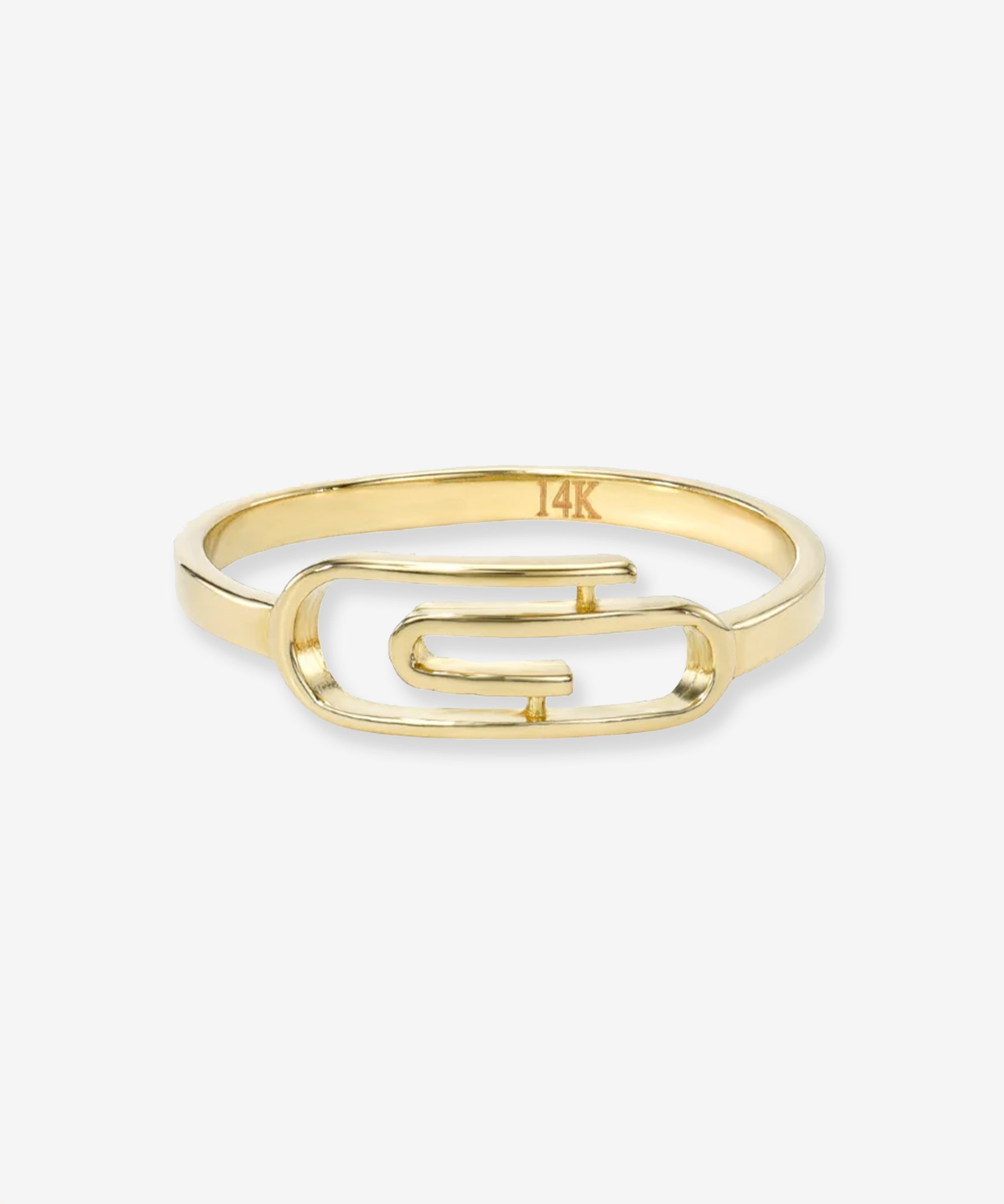 14K Yellow Gold Paper Clip Ring Ring Zoe Lev Jewelry