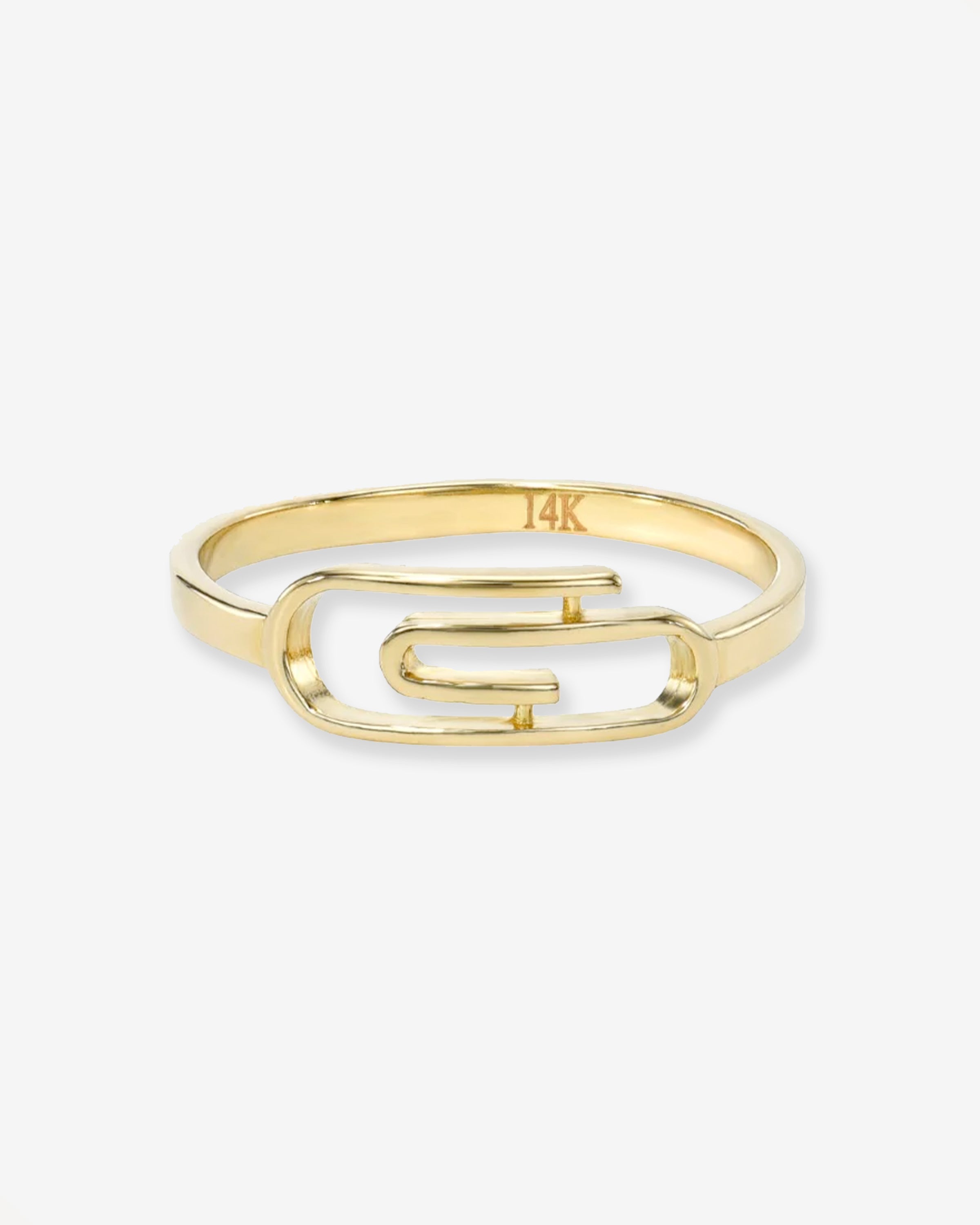 14K Yellow Gold Paper Clip Ring Ring Zoe Lev Jewelry