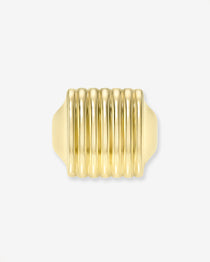 14K Gold Ribbed Box Ring Ring Zoe Lev Jewelry