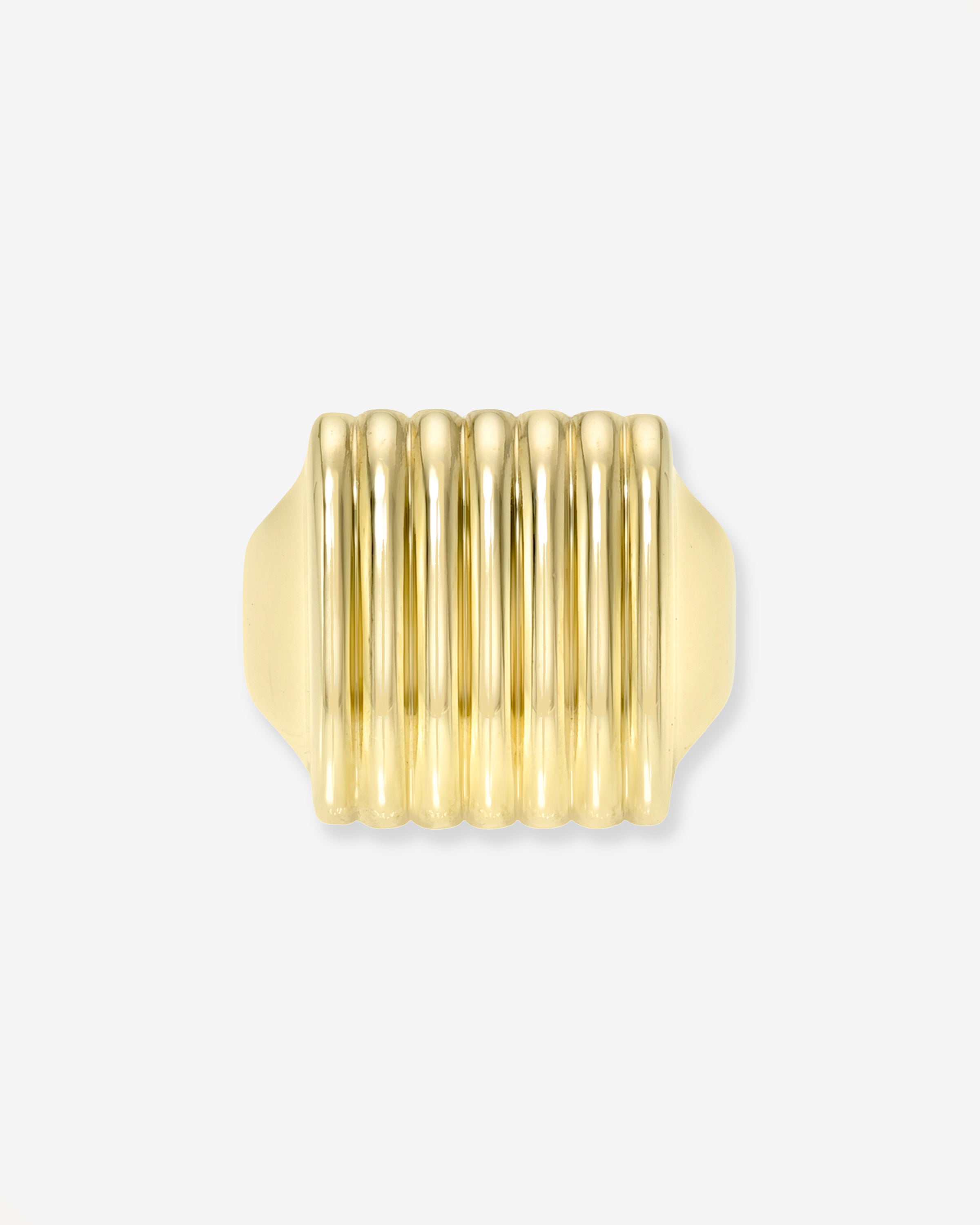 14K Gold Ribbed Box Ring Ring Zoe Lev Jewelry