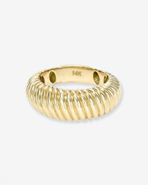 14K Gold Ribbed Dome Ring Zoe Lev Jewelry