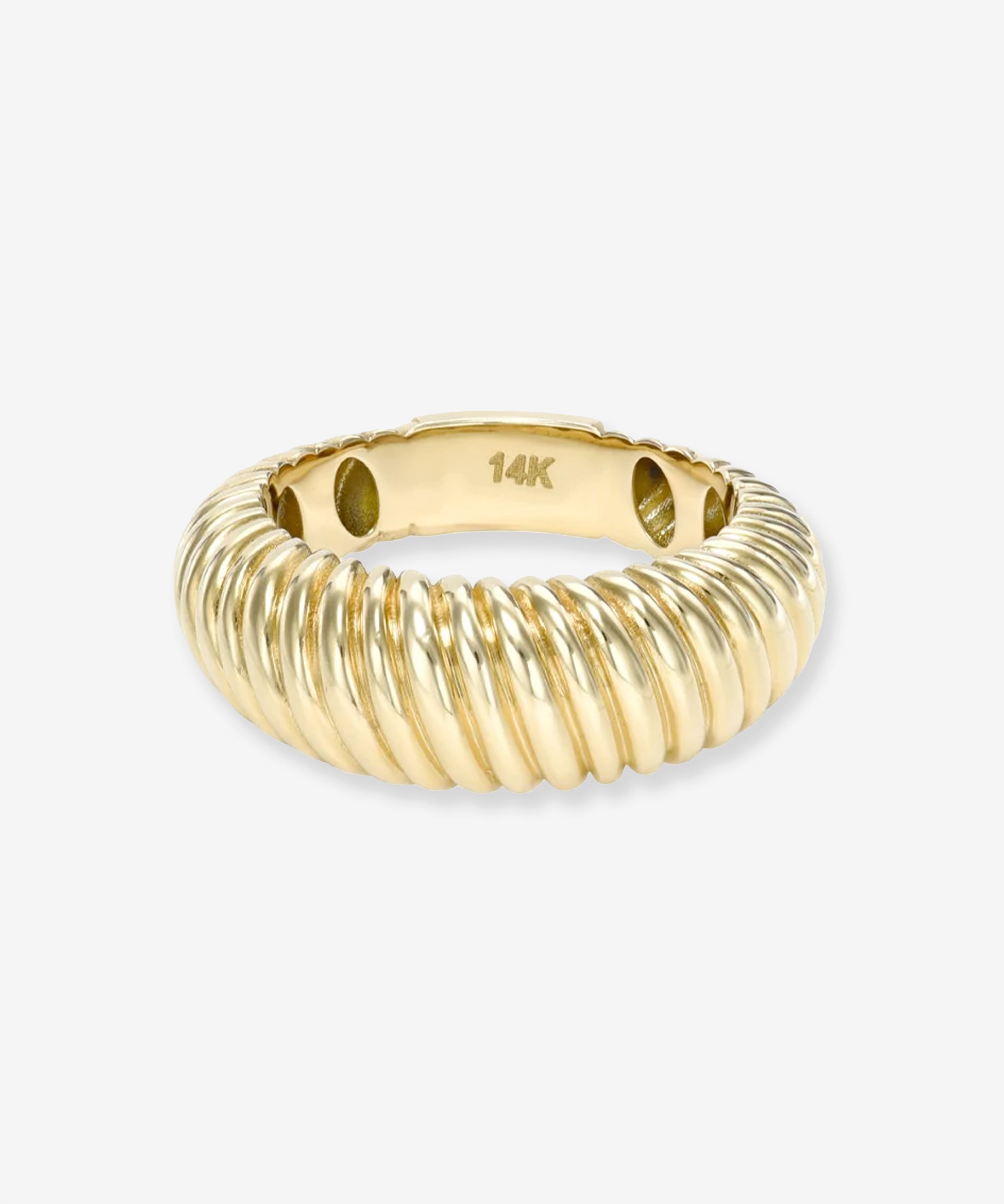 14K Gold Ribbed Dome Ring Zoe Lev Jewelry