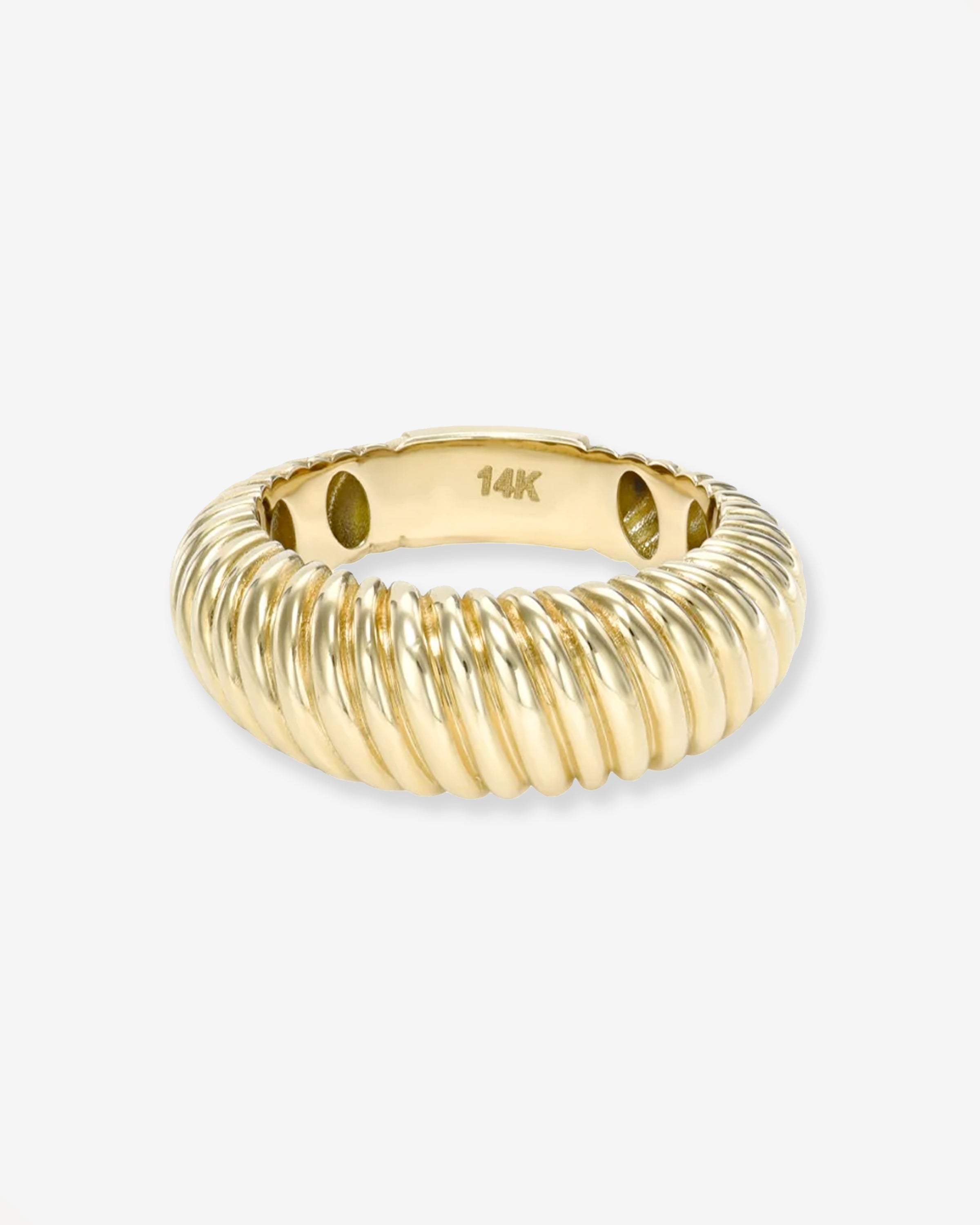 14K Gold Ribbed Dome Ring Zoe Lev Jewelry