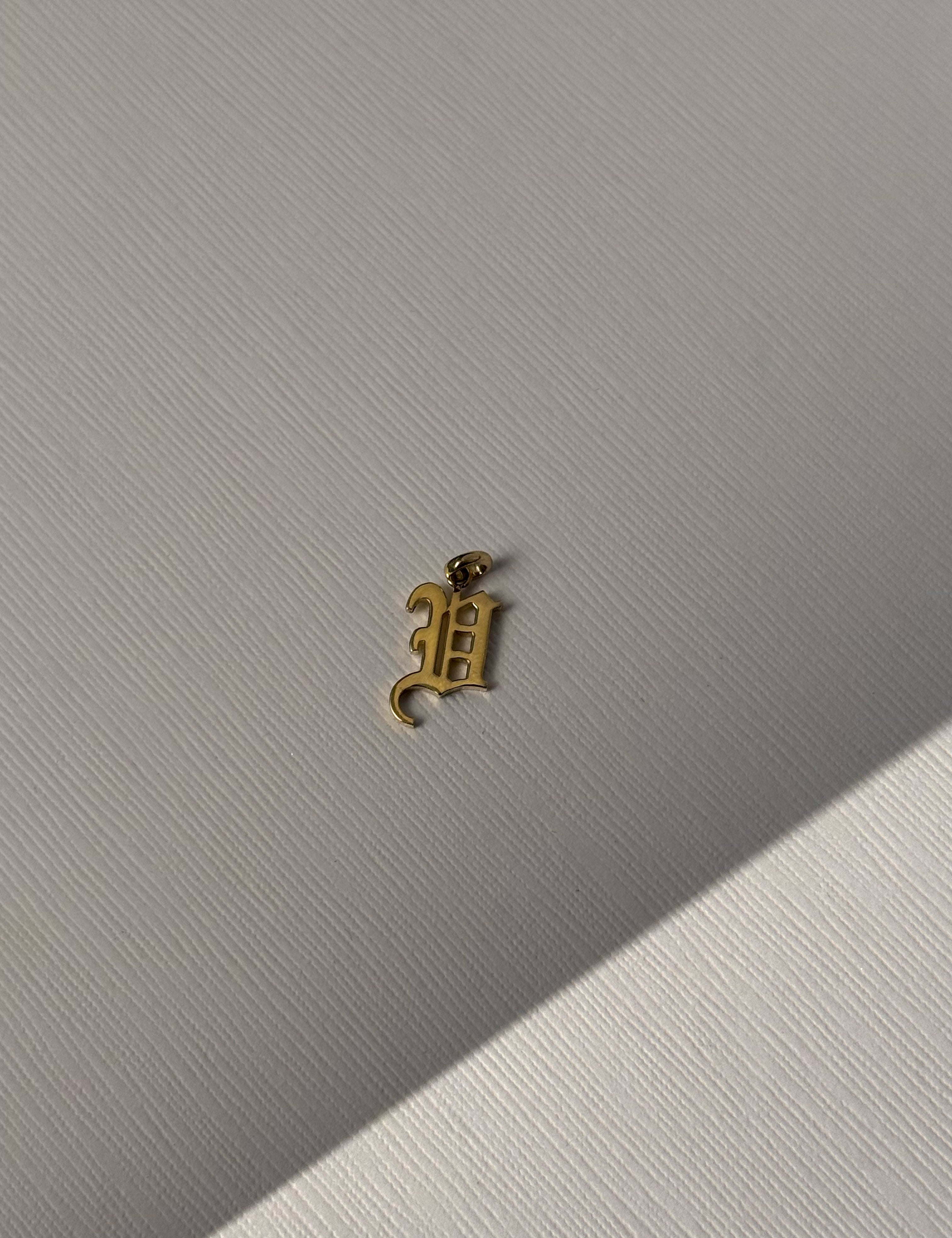 14k Gold Gothic Initial Pendant - 'U' SAMPLE SALE Zoe Lev Jewelry