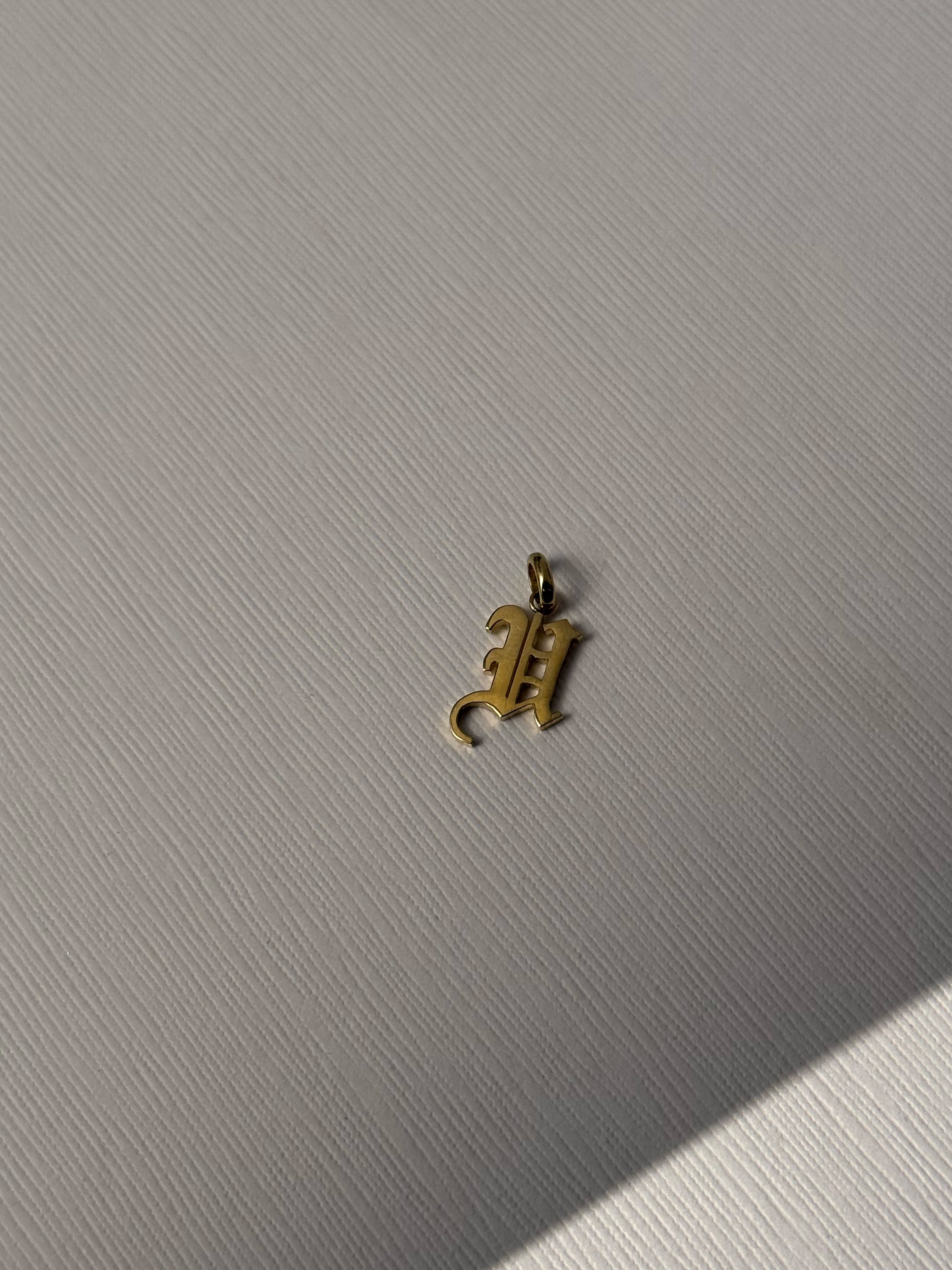 14k Gold Gothic Initial Pendant - 'V' SAMPLE SALE Zoe Lev Jewelry