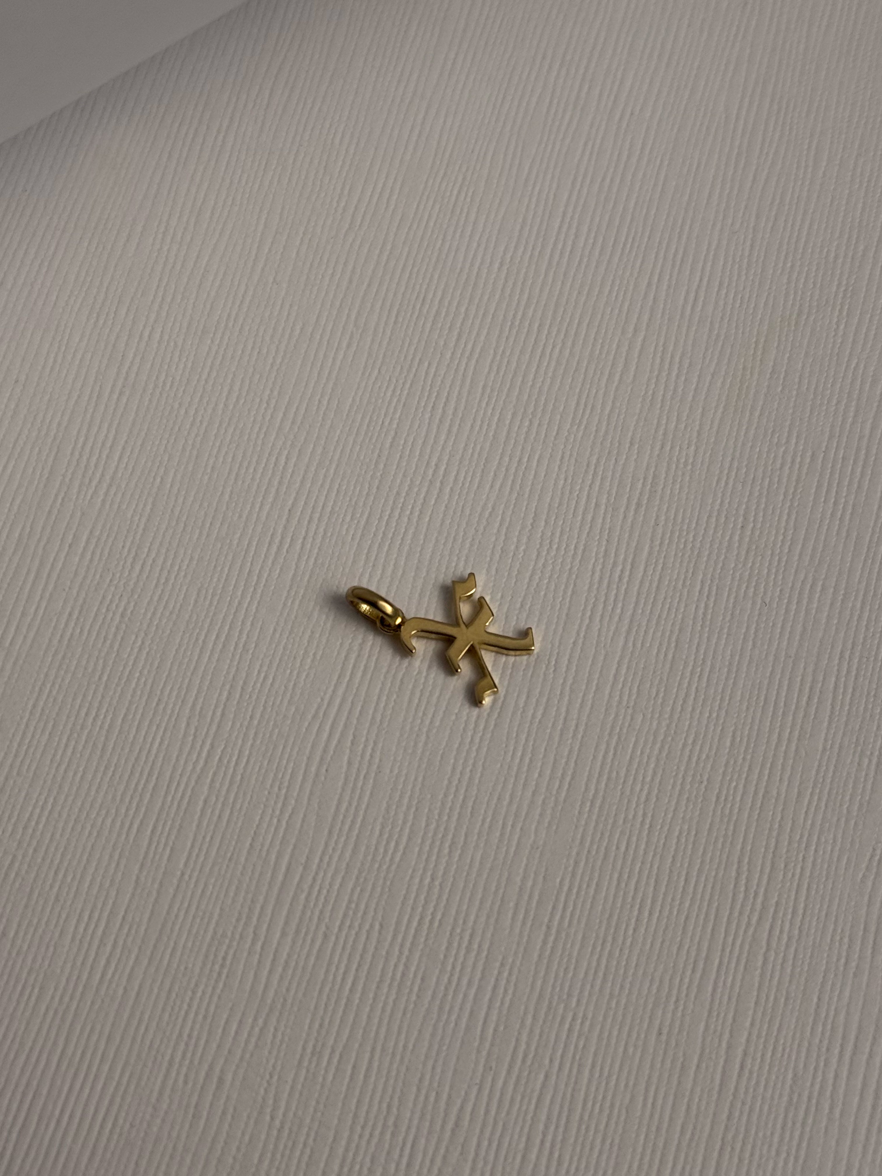 14k Gold Gothic Initial Pendant - 'X' SAMPLE SALE Zoe Lev Jewelry