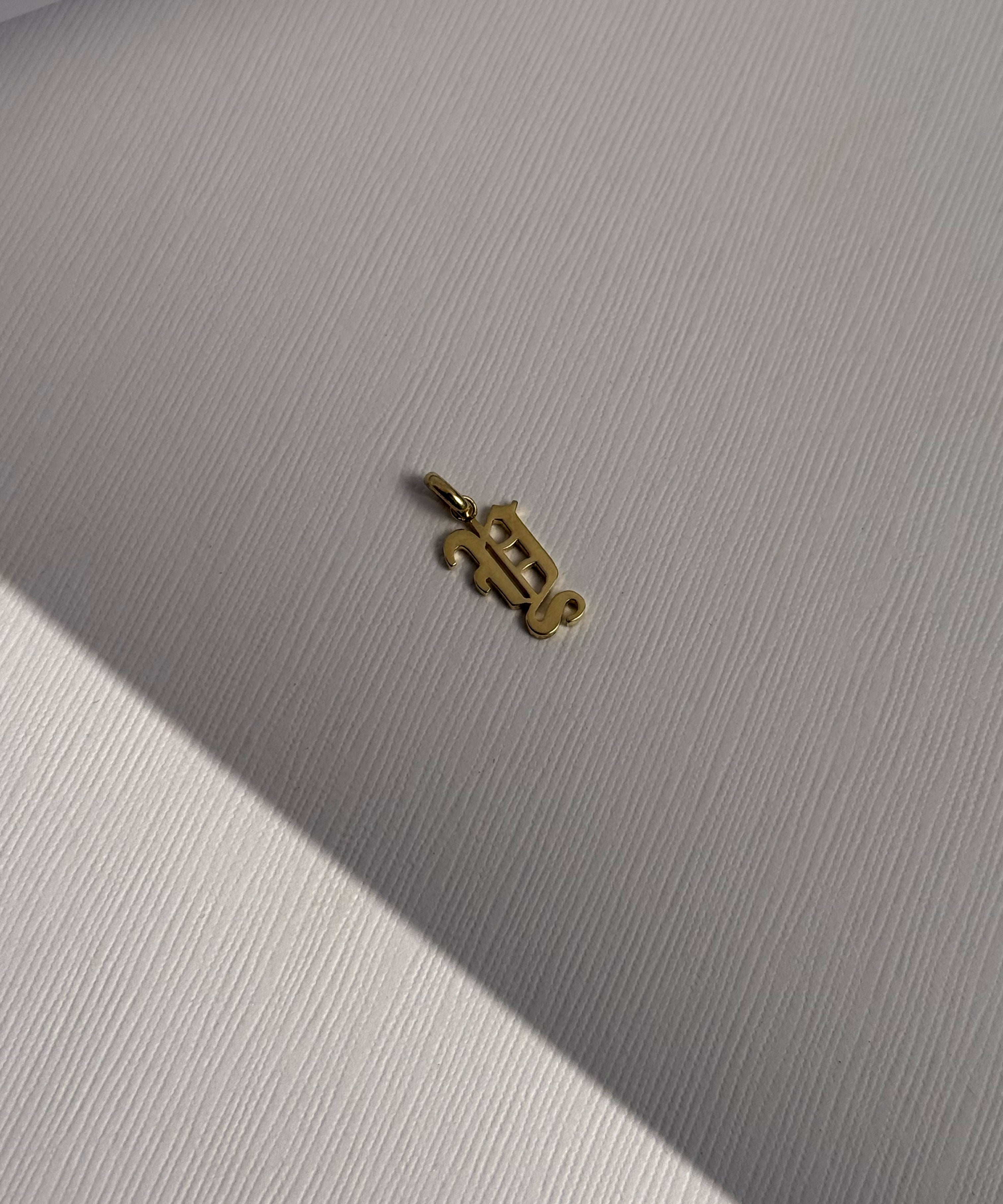 14k Gold Gothic Initial Pendant - 'Y' SAMPLE SALE Zoe Lev Jewelry