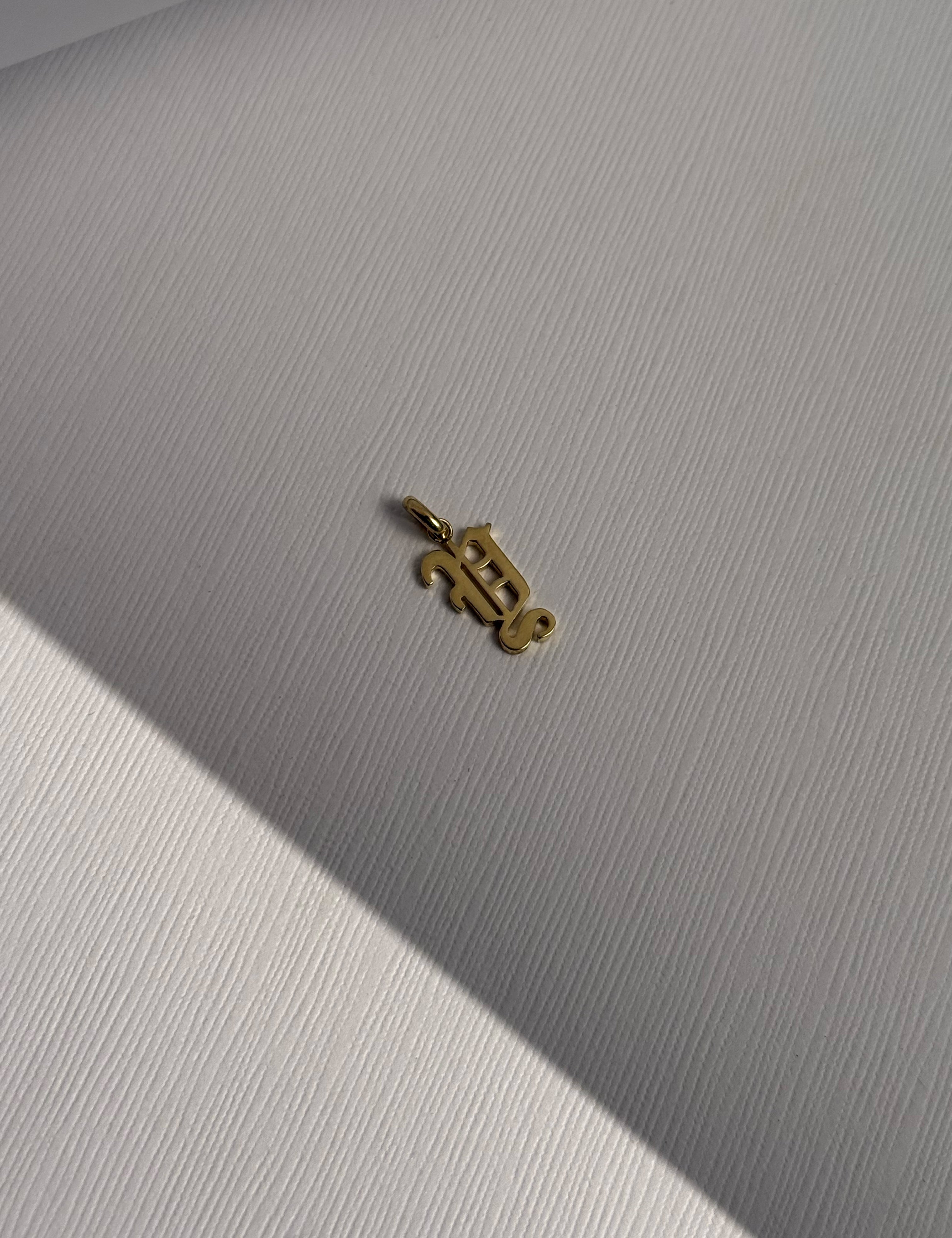 14k Gold Gothic Initial Pendant - 'Y' SAMPLE SALE Zoe Lev Jewelry
