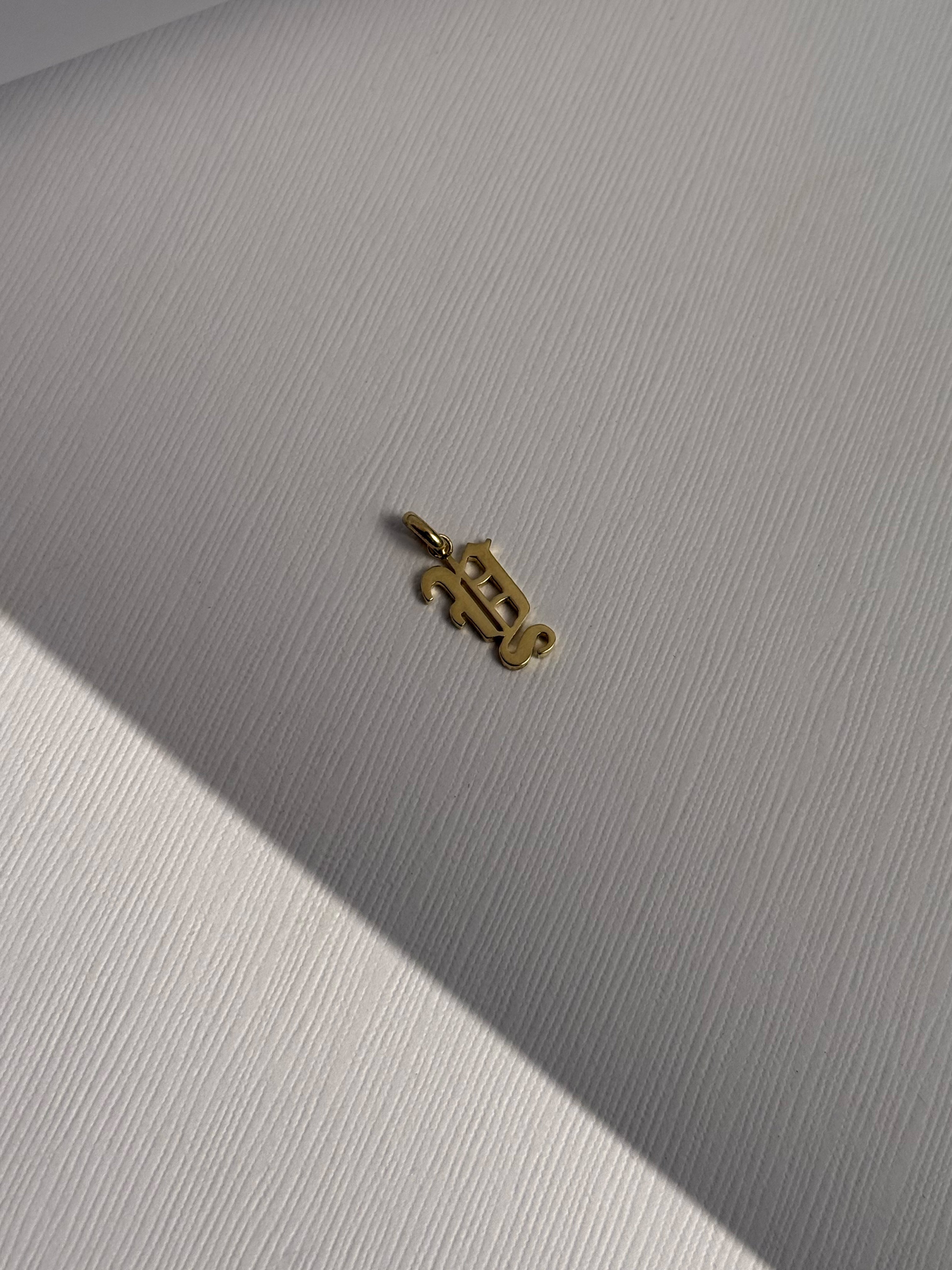 14k Gold Gothic Initial Pendant - 'Y' SAMPLE SALE Zoe Lev Jewelry