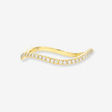 14K Half Diamond Curved Band Ring Zoe Lev Jewelry