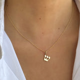 14K Gold Hebrew Initial Pendant Personalized Zoe Lev Jewelry
