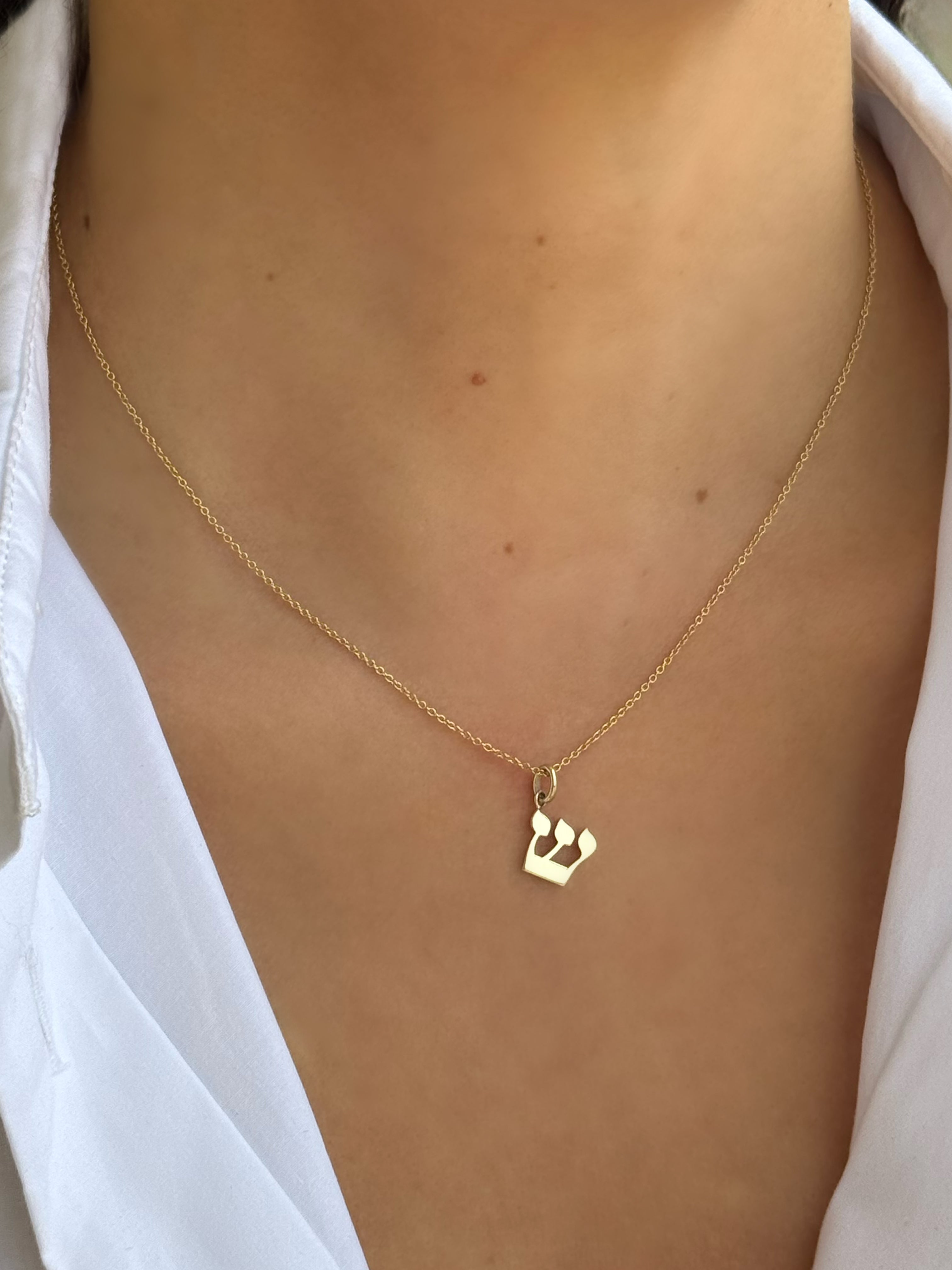 14K Gold Hebrew Initial Pendant Personalized Zoe Lev Jewelry
