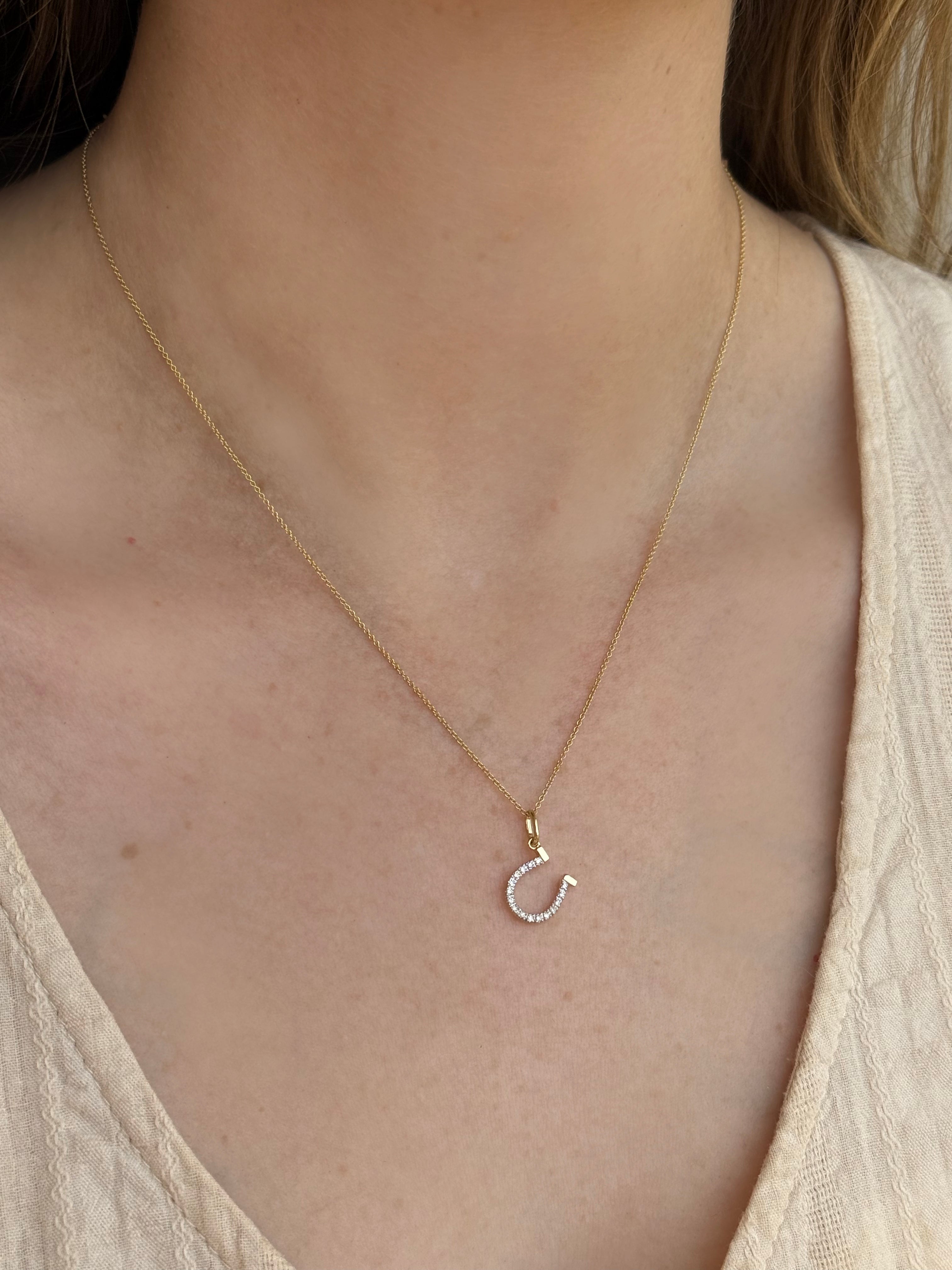 14k Diamond Horseshoe Pendant Zoe Lev Jewelry