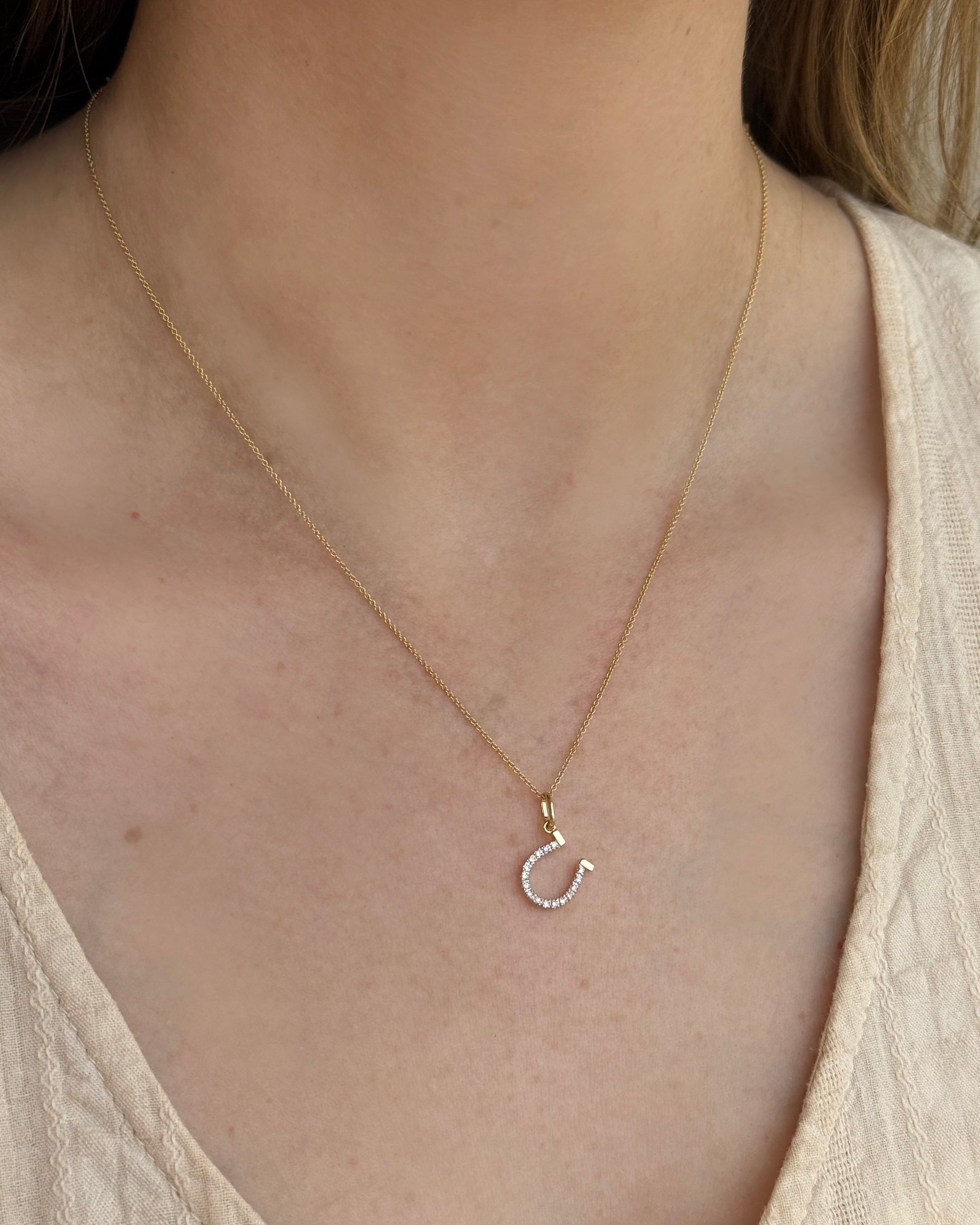 14k Diamond Horseshoe Necklace Zoe Lev Jewelry